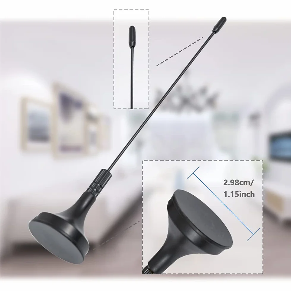 Vecys DVB-T HDTV FM UKW Antena Cyfrowa Wtyczka TV 2 dBi VHF/UHF Mini Antena TV Podstawa Magnetyczna Kabel 1.5 m Kompatybilna z Radiem FM DVB-T2 HDTV DTMB