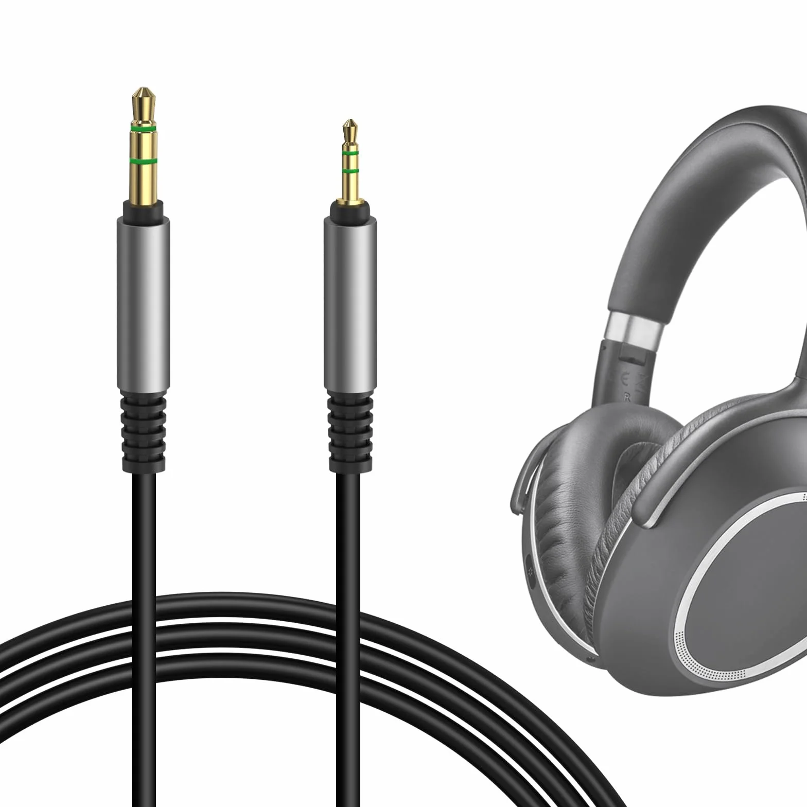 Kabel audio Geekria kompatybilny z Sennheiser Momentum 4, PXC 550, PXC 550 II, ACCENTUM Plus – zamienny kabel stereo 2,5 mm na 3,5 mm (5,6 ft/1,7 m)