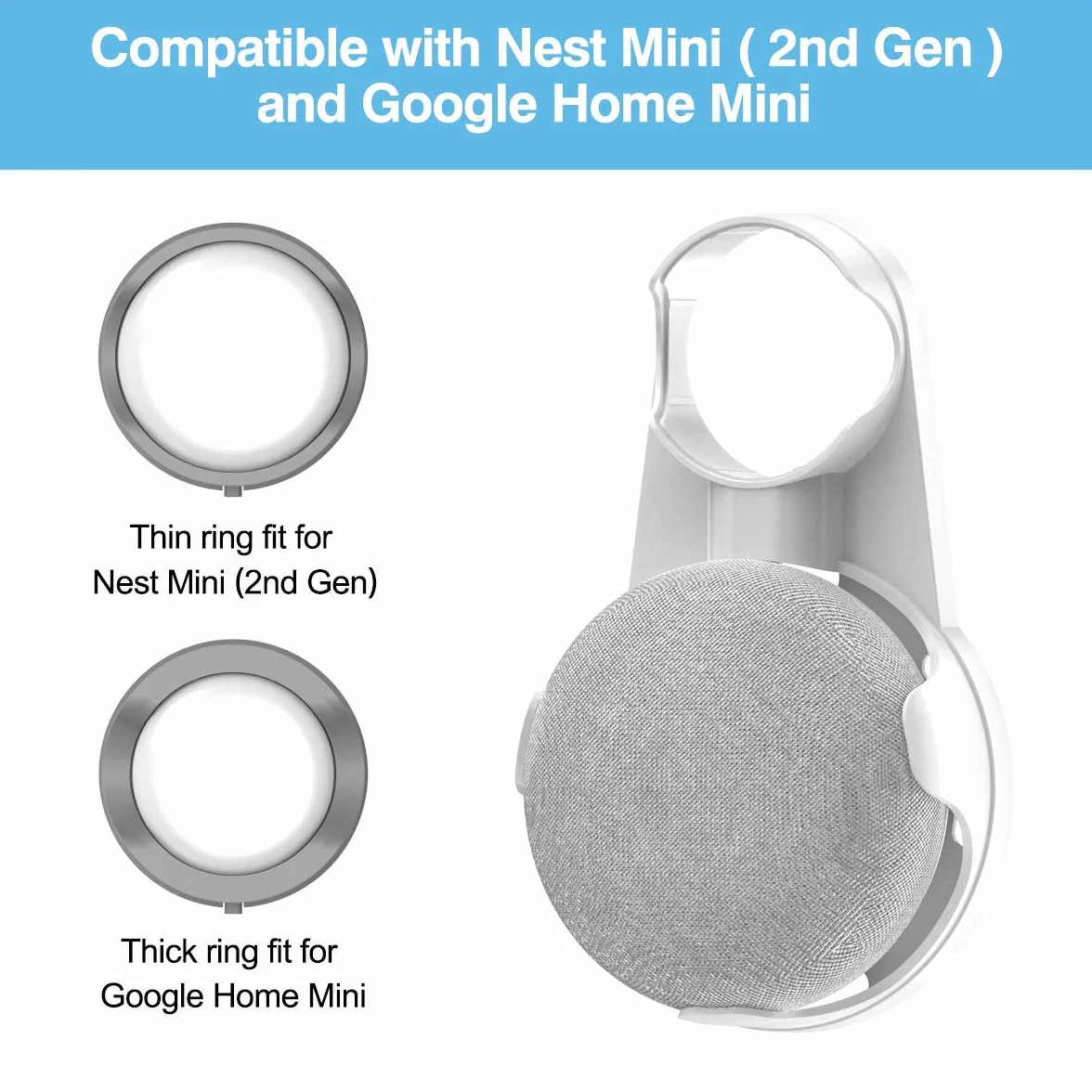 Cozycase Uchwyt ścienny do Google Nest Mini, Google Home Mini, biały szary