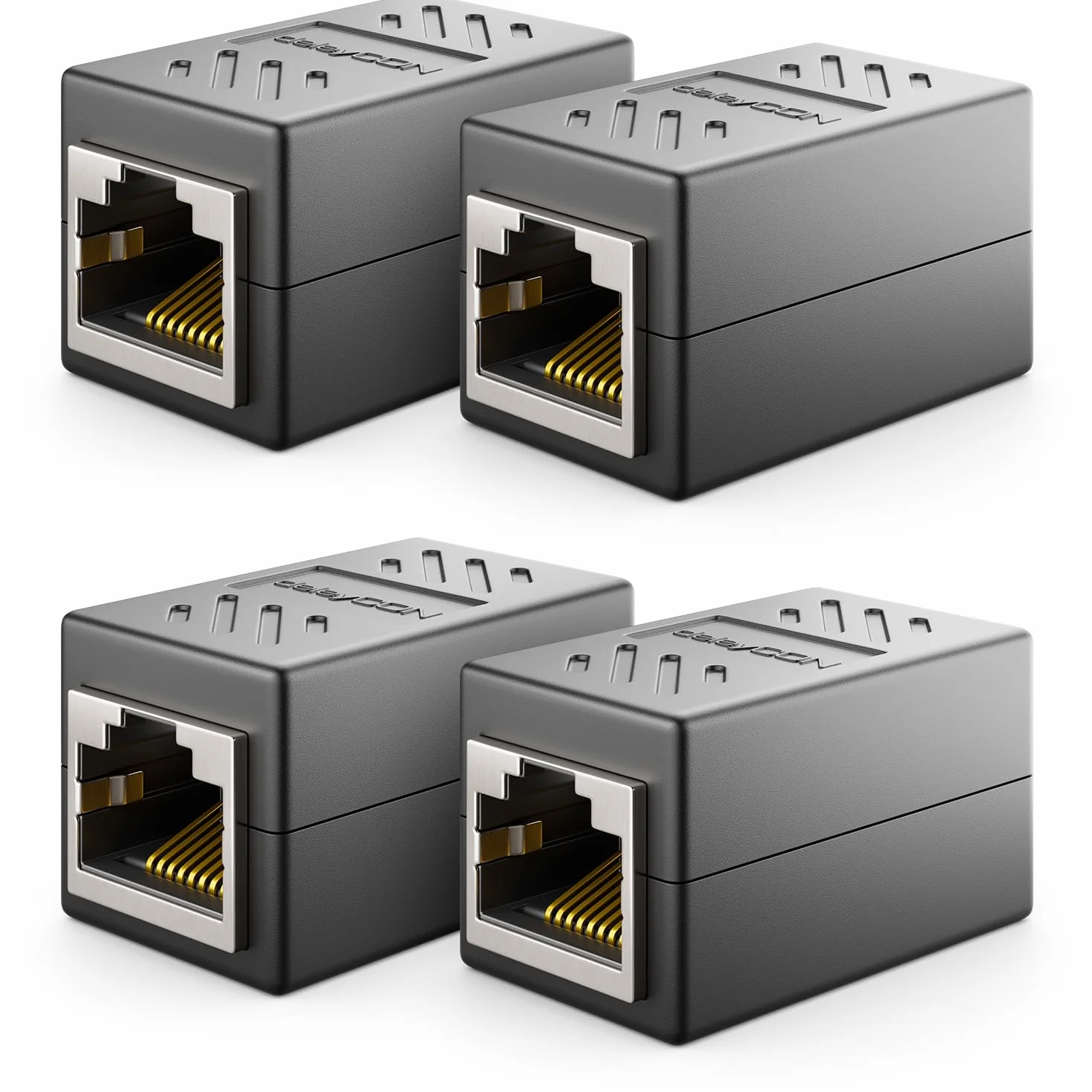 deleyCON RJ45 Złącze Gigabit 1000 Mbit LAN Kabel Przedłużający Ethernet Adapter Cat8 Cat7 Cat6 Cat5 Czarny