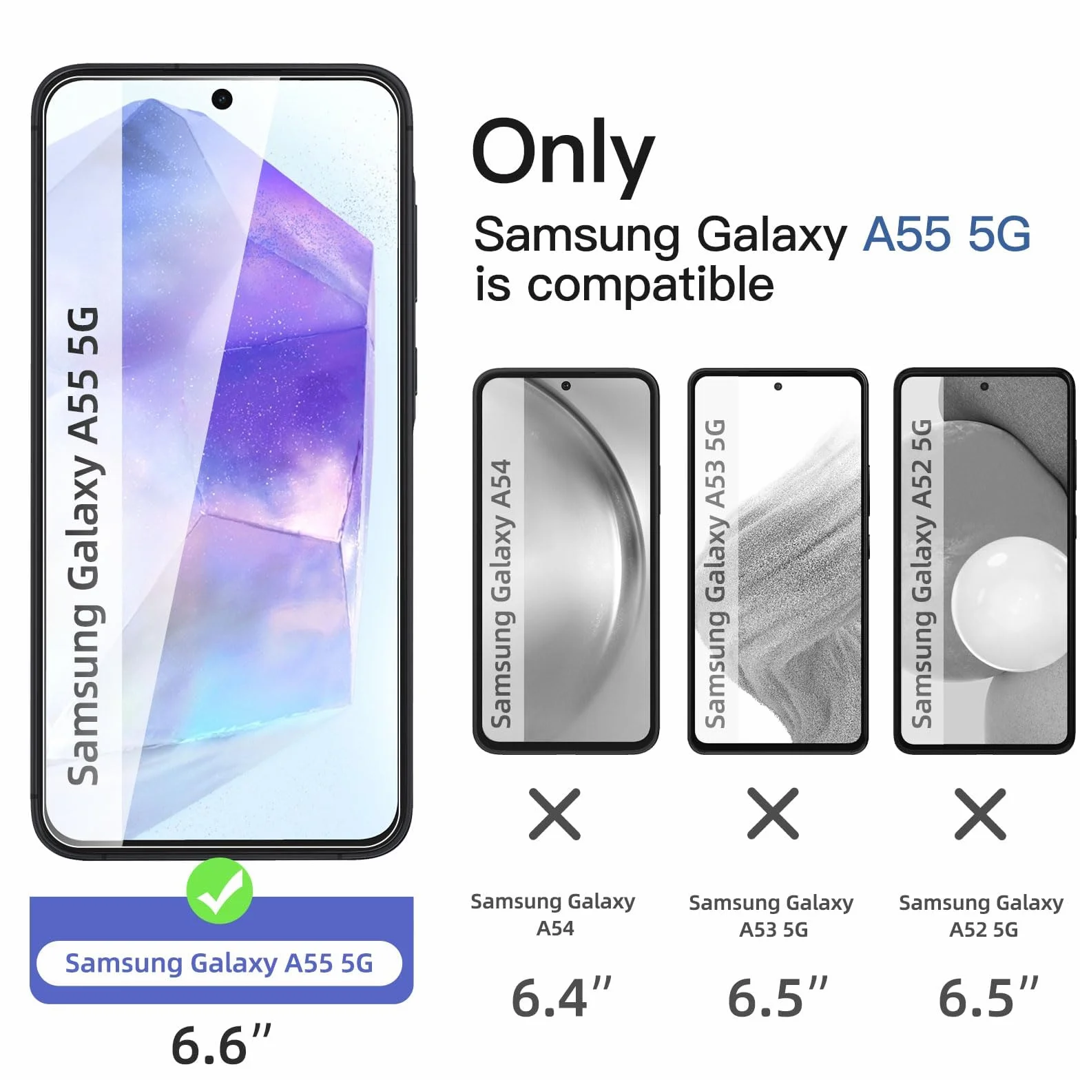 NEW'C 3 sztuki Szkło dla Samsung Galaxy A55 5G Hartowane i Folia Ochronna Ochraniacz Ekranu - Bez pęcherzyków powietrza, odporność na zarysowania