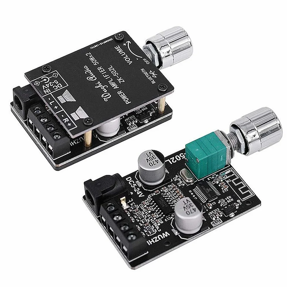 DollaTek 2x50W TPA3116 bluetooth 5.0 mini karta cyfrowy wzmacniacz mocy z prze??cznikiem i regulowan? g?o?no?ci? z obudow?