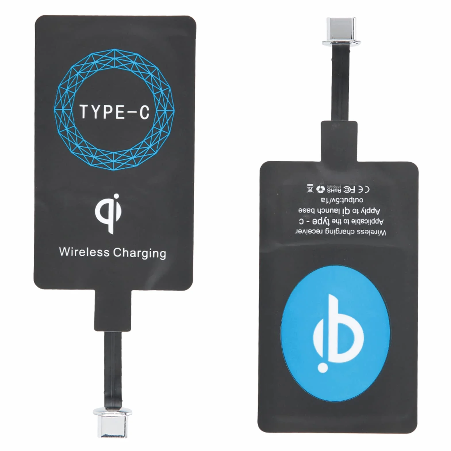 Bezprzewodowy Adapter do ładowania, Bezprzewodowa ładowarka do Telefonu, 2 szt. Bezprzewodowa ładowarka QI Typu C Samoprzylepna Naklejka Odbiornik ładujący do Telefonu Komórkowego