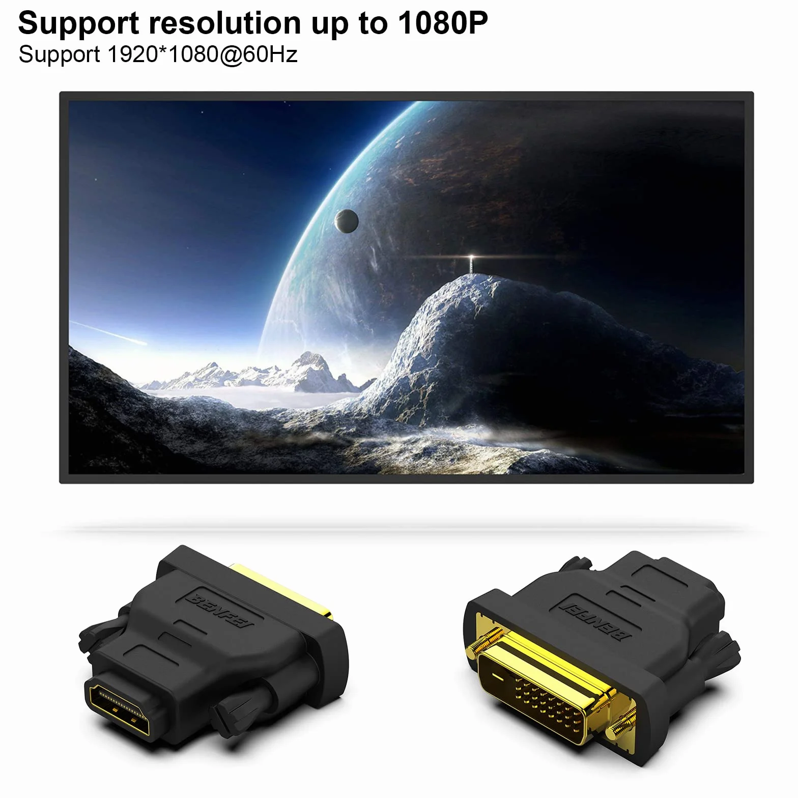 BENFEI Adapter DVI na HDMI 2 Sztuki Czarny Złoty