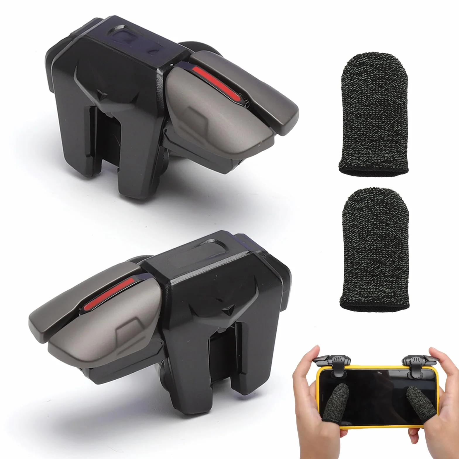 Mobilny kontroler do telefonu komórkowego, 4 wyzwalacze L1R1, L2R2, mobilne wyzwalacze do gier i joystick gadżety gamingowe do PUBG COD, kompatybilny ze smartfonami z systemem Android i iOS, gamepad z