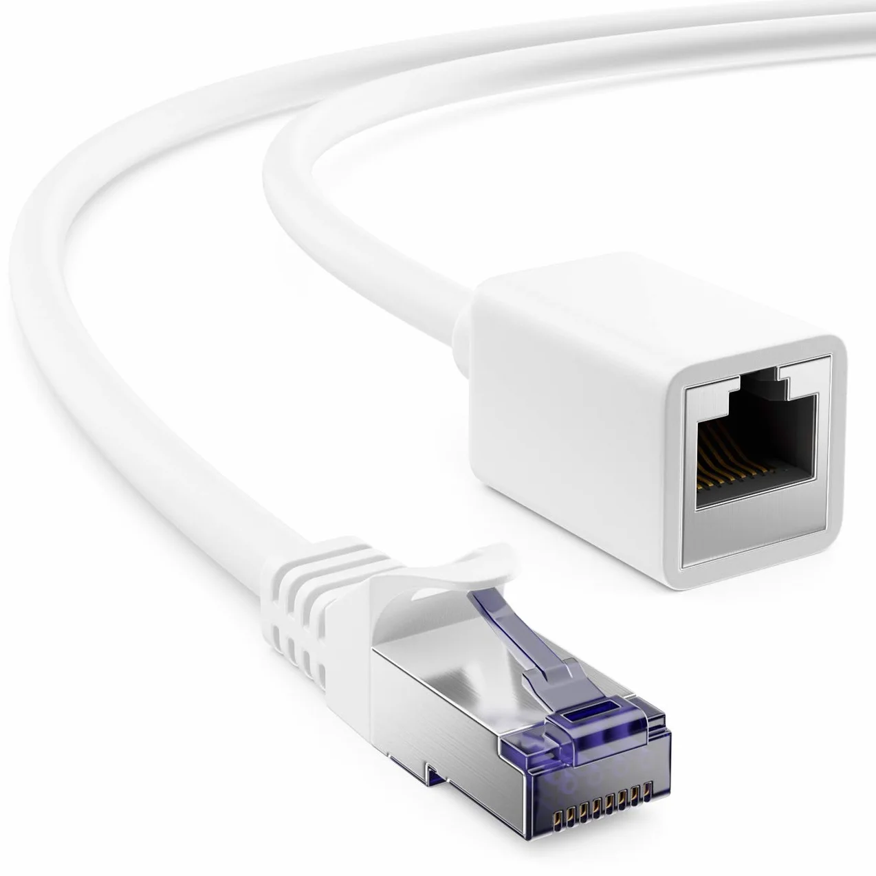deleyCON 2m CAT7 Patchkabel Ethernet LAN Kabel Sieciowy S/FTP Miedź PiMF 600 MHz RJ45 Biały