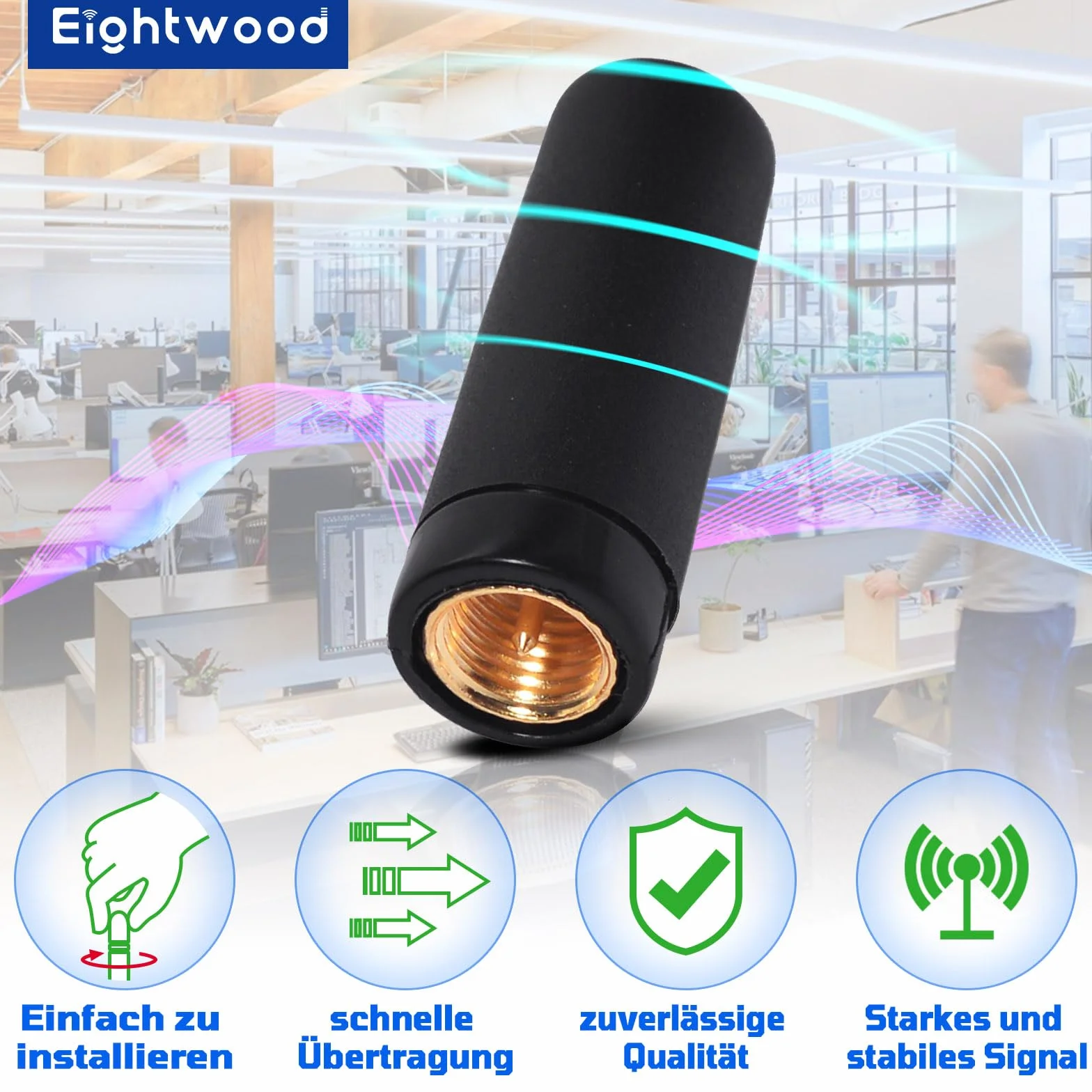 Eightwood Antena WiFi 2,4 GHz SMA męska kompatybilna z kamerą WiFi DVR