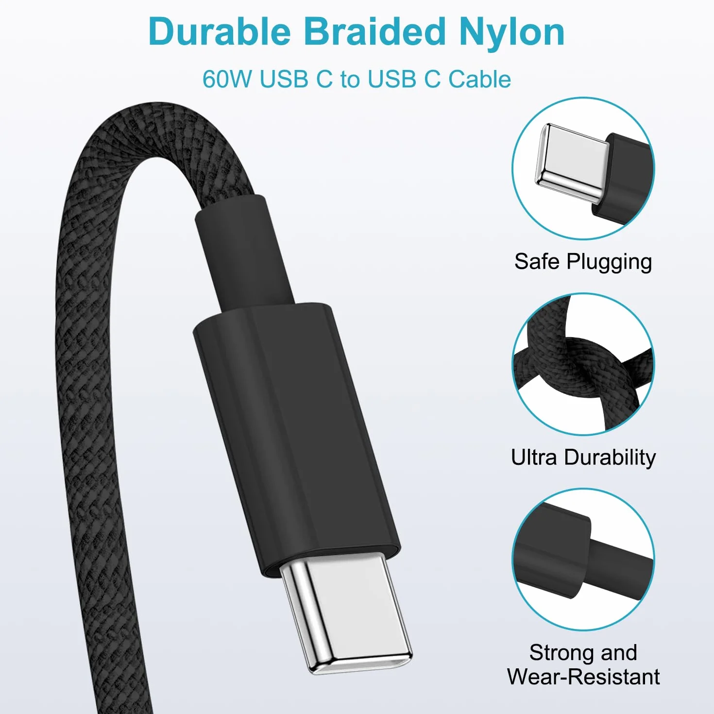 Ładowarka USB C 45 W do Samsung Galaxy S25 S24 S23 S22 S21 S20 Note20 A73 A53 S10, Kabel USB-C 3M Nylon
