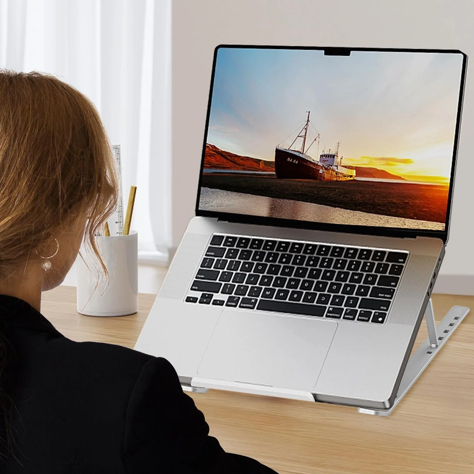 Stojak na Laptopa,Podstawka do Laptopa,Przenośne Stojaki na Laptopa 10-18”,Stojaki na Laptopa,Podstawka Pod Laptopa, Laptop Stand,Regulowana Podstawka Pod Notebooka (szary)