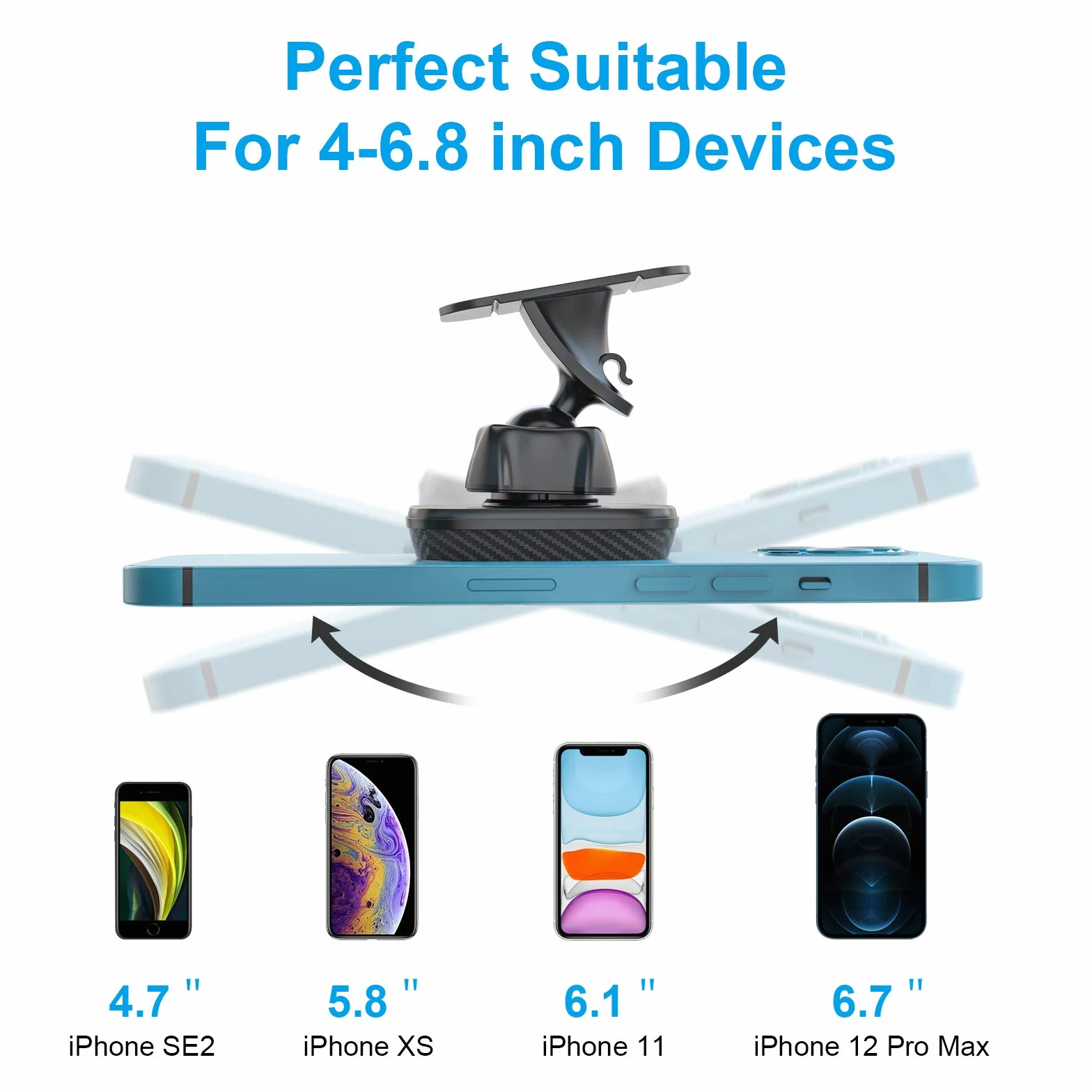 Magnetyczny uchwyt samochodowy na telefon, APPS2Car 360° na deskę rozdzielczą, uniwersalny uchwyt na telefon, kompatybilny z iPhone 11 Pro XS Max X 8, Samsung Oneplus itp