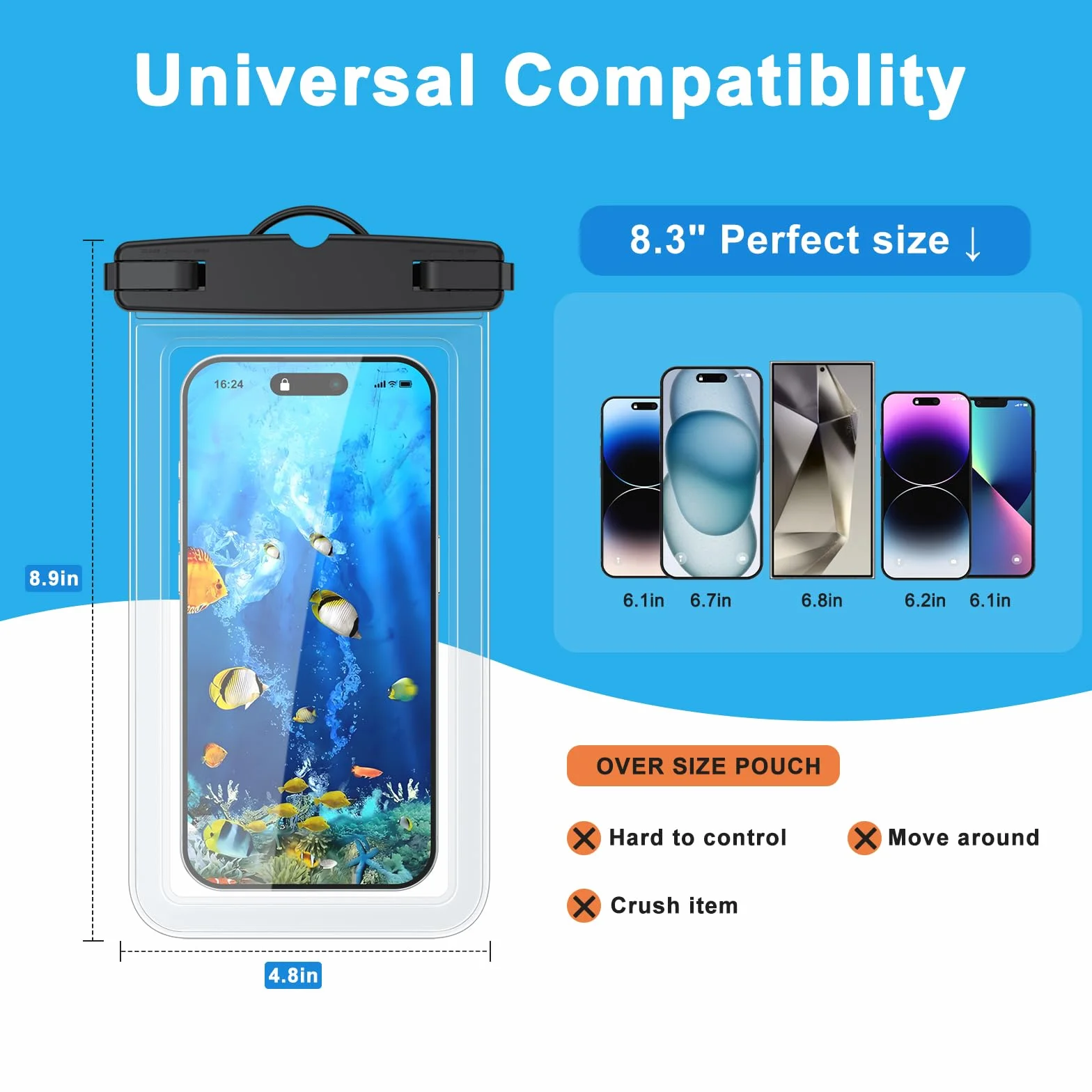 Mugust Wodoszczelne etui na telefon komórkowy do iPhone 16 15 14 13 12 11 Pro XS XR SE 8 7, Sumsung, Xiaomi, Huawei