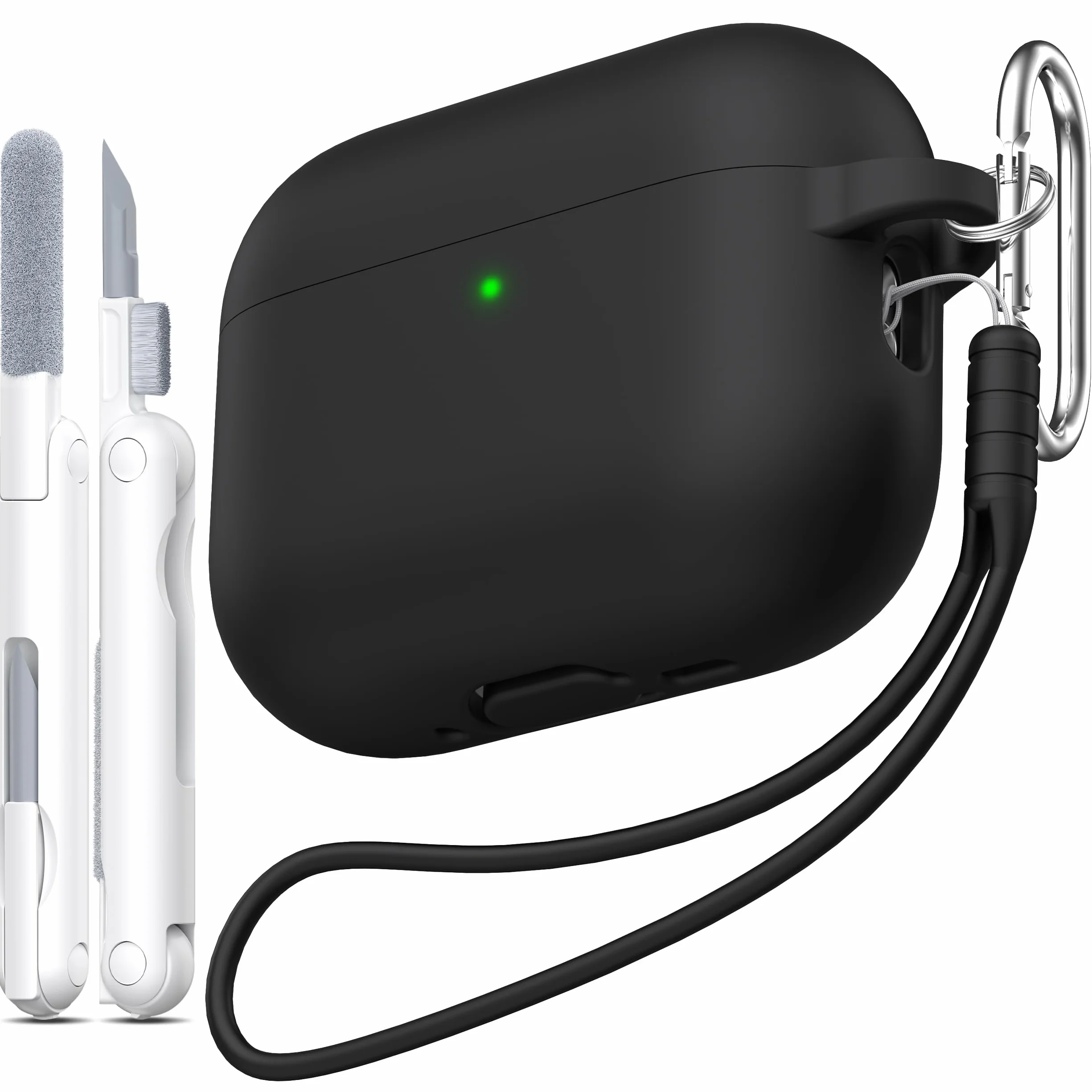 Etui ochronne wojskowej klasy dla AirPods Pro 3, silikonowy pokrowiec amortyzujący upadki, czarny