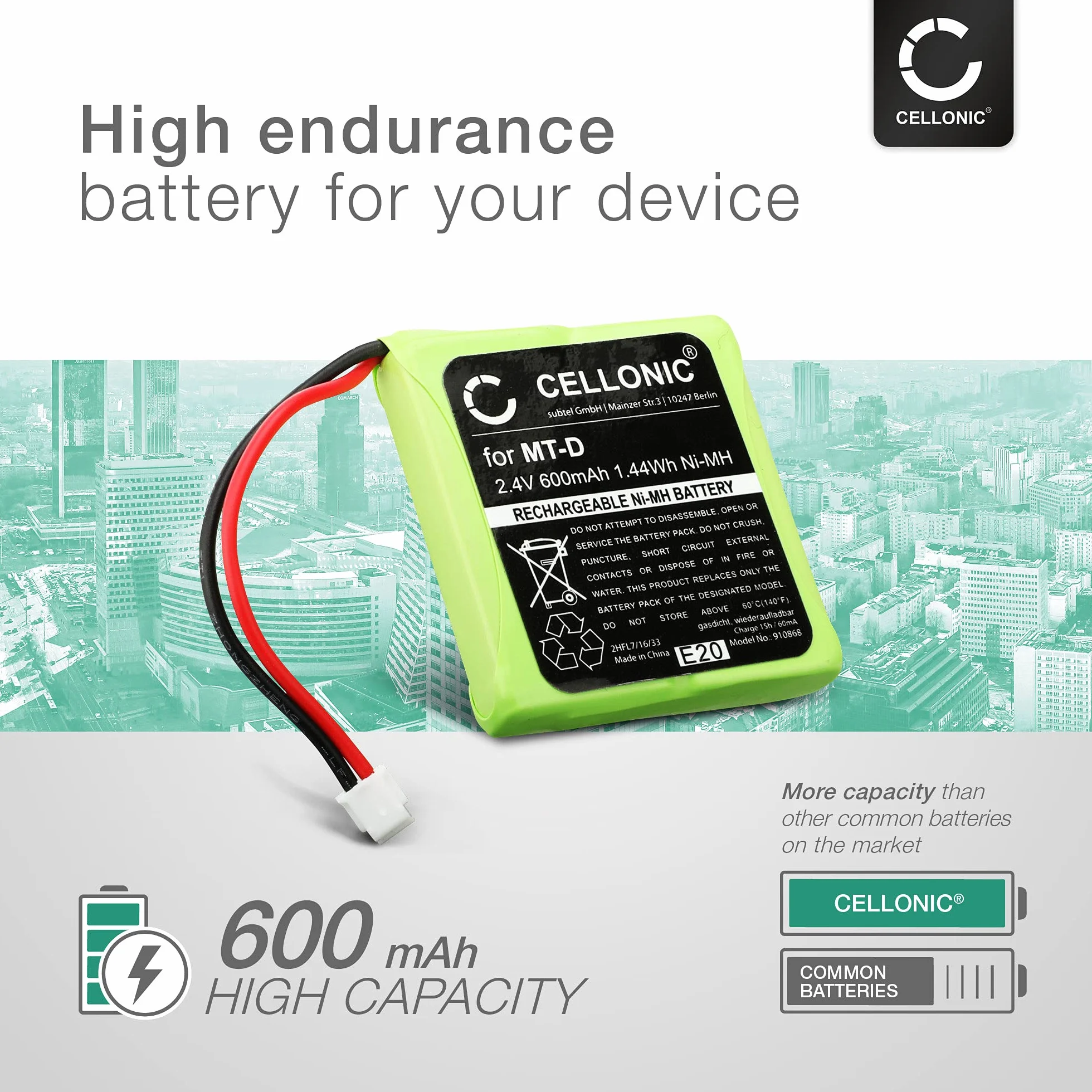 CELLONIC® akumulator kompatybilny z AVM Fritz Fon MT-D, kompatybilny z Audioline Slim DECT 500 502 580 582, kompatybilny z Telekom Sinus 201 / A201 (600 mAh) 5M702BMX, GP0827 Fritz!Fon akumulator zapasowy