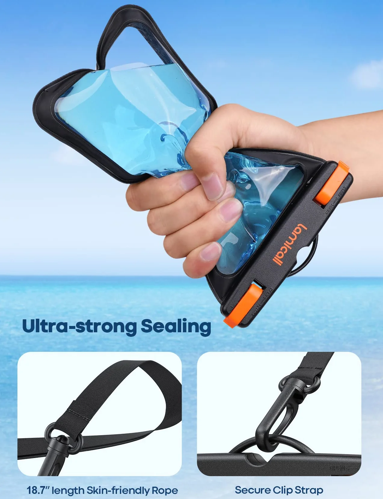Lamicall Wodoszczelne etui na telefon komórkowy IPX8 do iPhone 17 16 15 14 13 12 Pro Max 7"