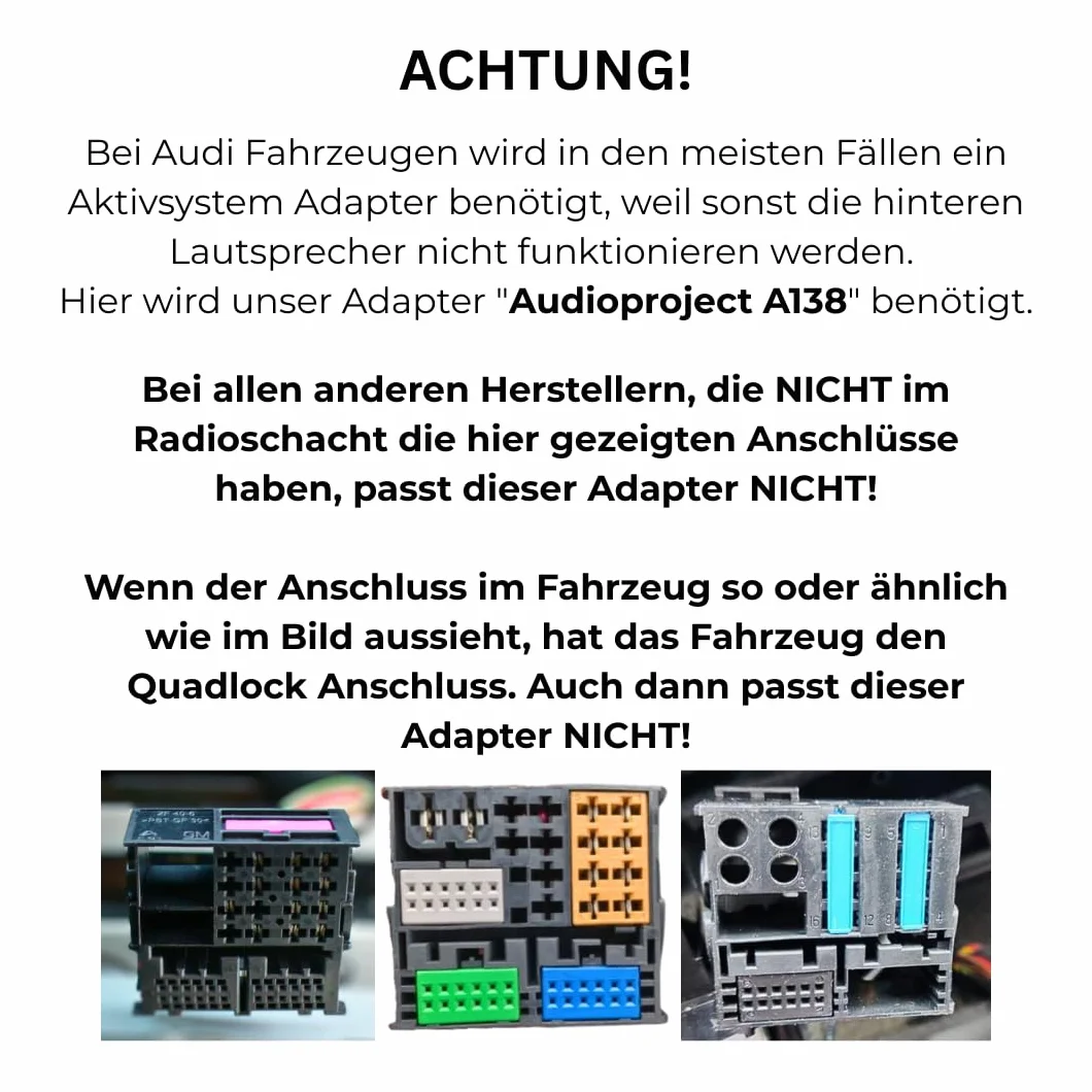 Audioproject A196 adapter do radia samochodowego ISO wtyczka gniazdo uniwersalny VW Opel Mercedes Renault zacisk 15 30