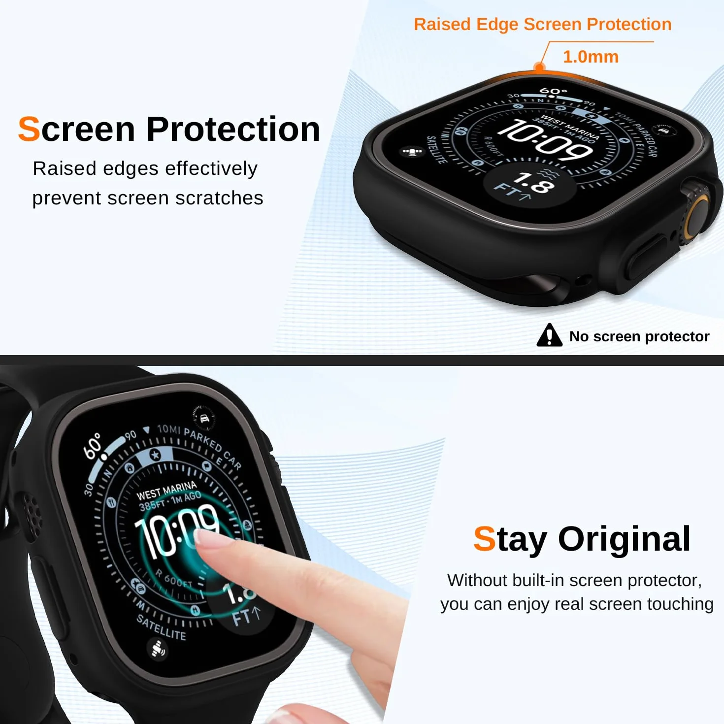 ivoler 3 sztuki miękkiej ochronnej obudowy z TPU dla Apple Watch Ultra 3/2 / Apple Watch Ultra 49mm (bez folii ochronnej ekranu), ultracienka, antywstrząsowa silikonowa obudowa, antypoślizgowa osłona