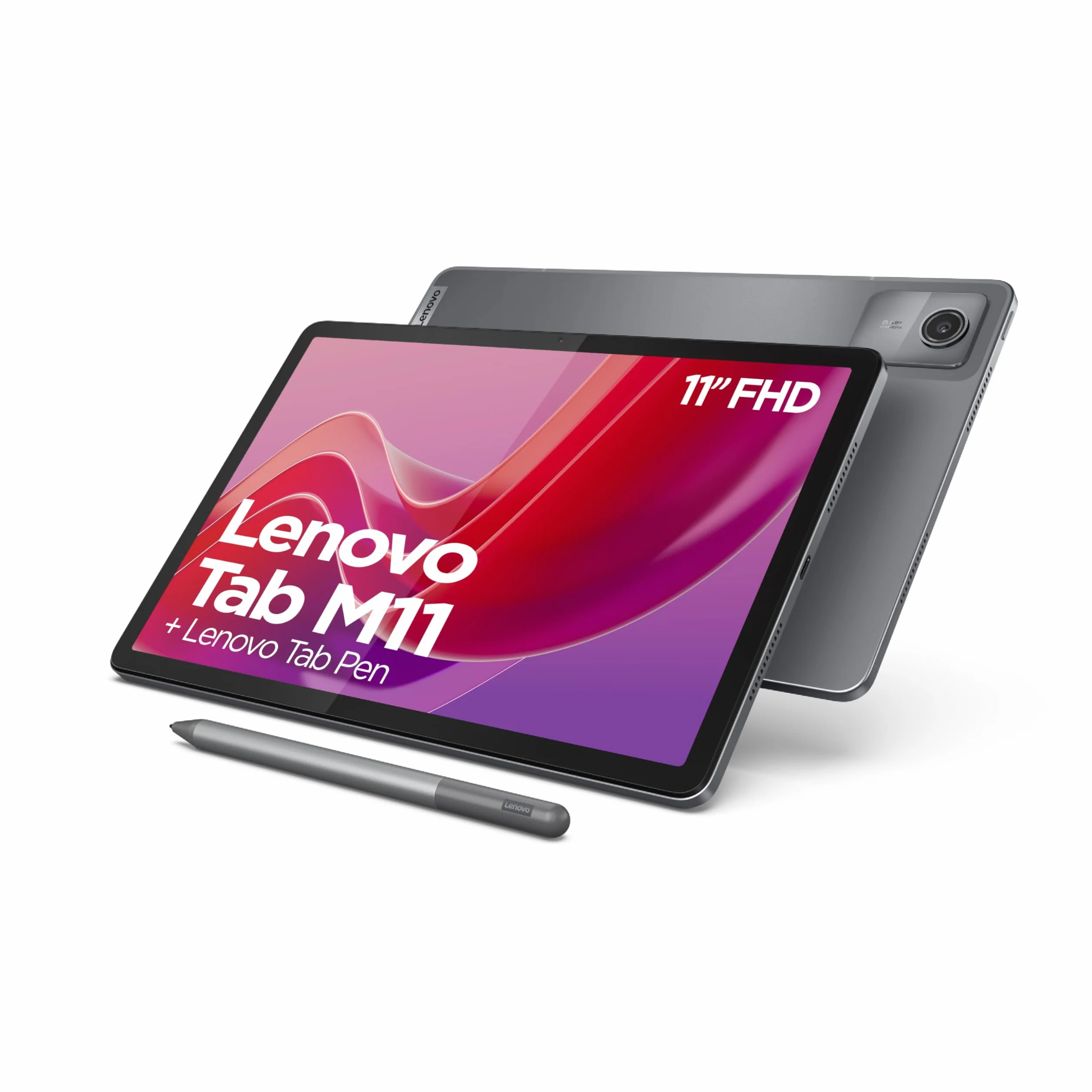 Lenovo Tablet Tab M11, ekran dotykowy WUXGA, 11", MediaTek Helio G88, 8 GB pamięci RAM, dysk SSD 128 GB, Wi-Fi, Android 14, szary, z rysikiem