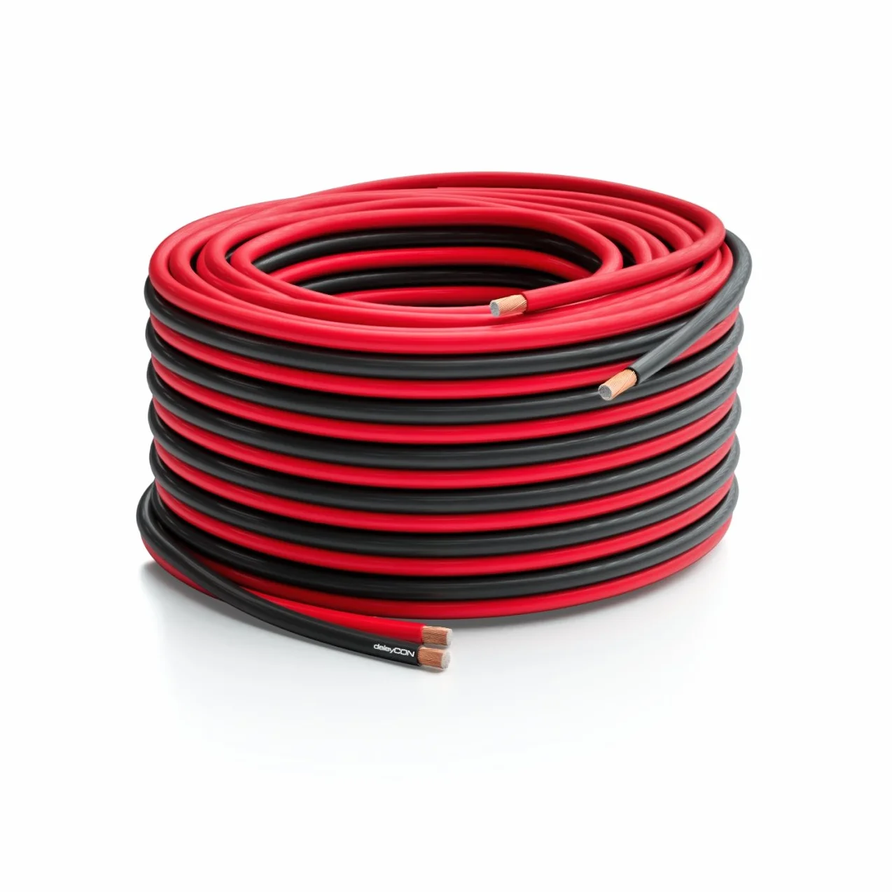deleyCON 10m Kabel Głośnikowy 2x 2,5mm² Przewód Głośnikowy Aluminium Pokryte Miedzią CCA 2x50x0,25mm Lica Oznaczenie Biegunowości - Rot/schwarz
