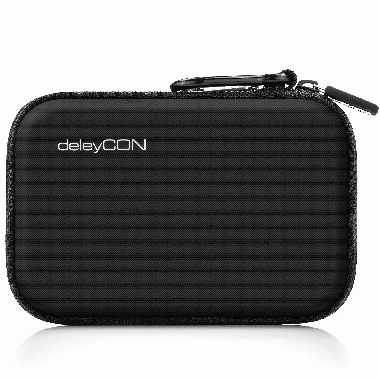 deleyCON Etui na Dysk Twardy - na 2,5-Calowe Dyski Twarde i Dyski SSD - Solidne i Odporne na Wstrząsy - 2 Wewnętrzne Przegródki Kieszenie z Siatki - Czarny