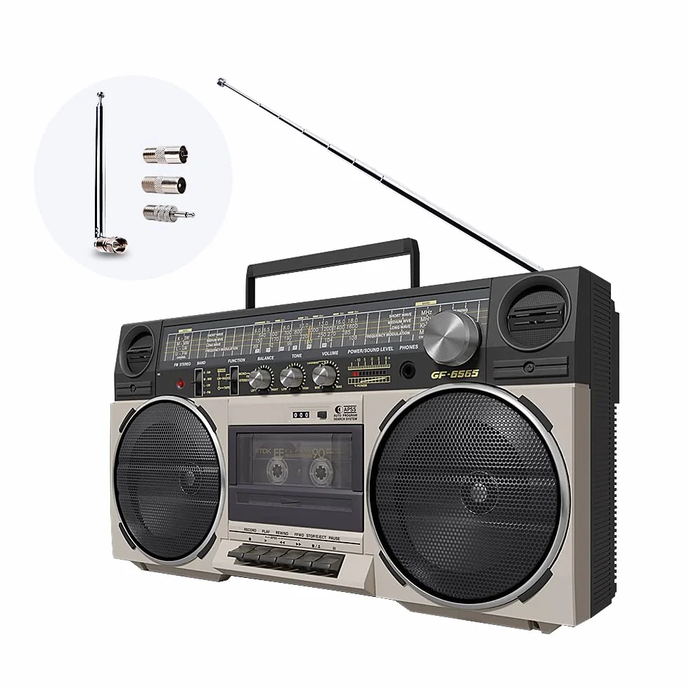 VooGenzek 7-Sekcji Teleskopowa Antena Radiowa DAB, Antena Antenowa FM z Przewodem 75 Ohm, Złącze Męskie Typu F z 3 Adapterami, do Radia Stołowego, Odbiornik Stereo HiFi AV Mini System