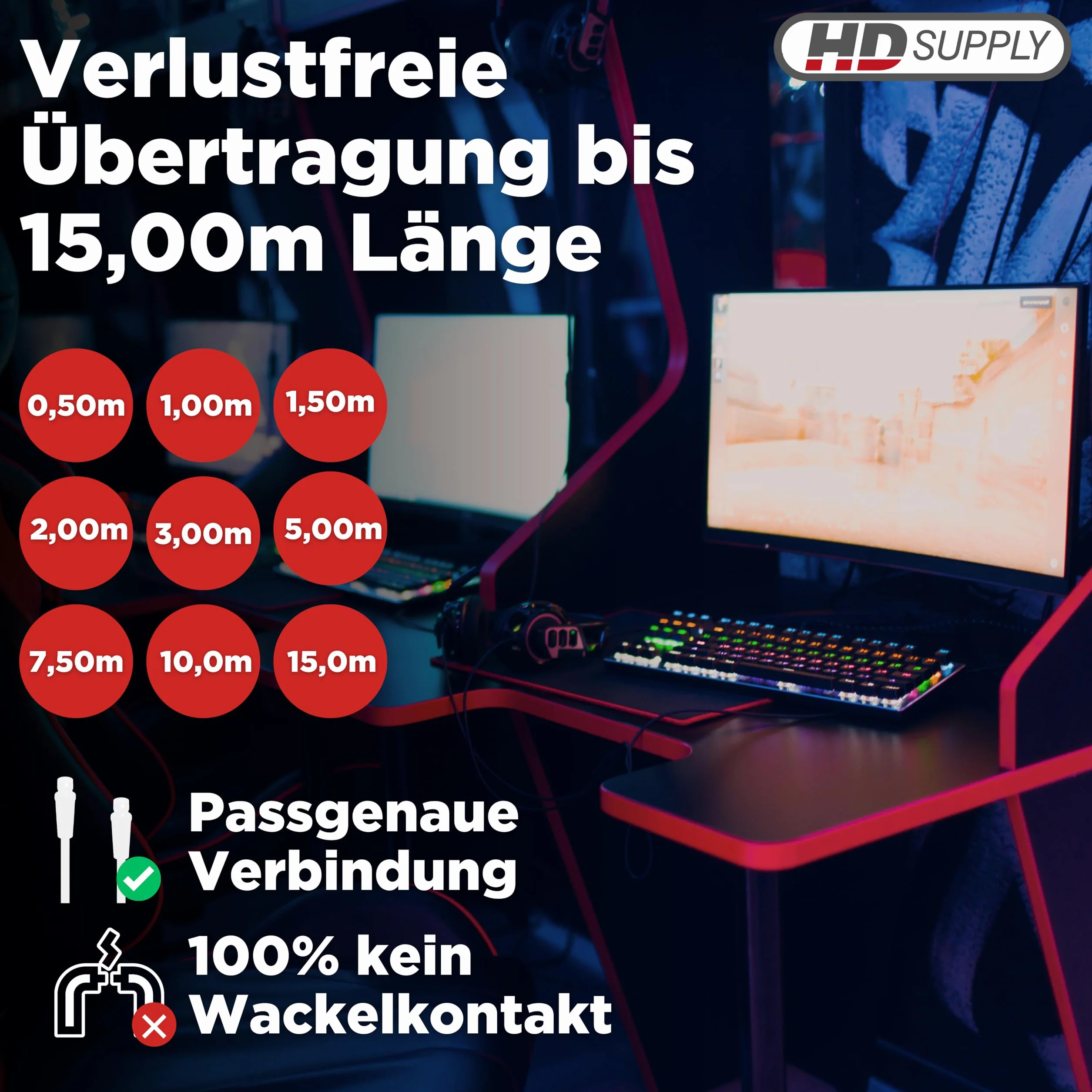 HDSupply Kabel HDMI o wysokiej prędkości z Ethernetem, HDMI A męski na DVI 18+1, podwójnie ekranowane, pozłacane styki