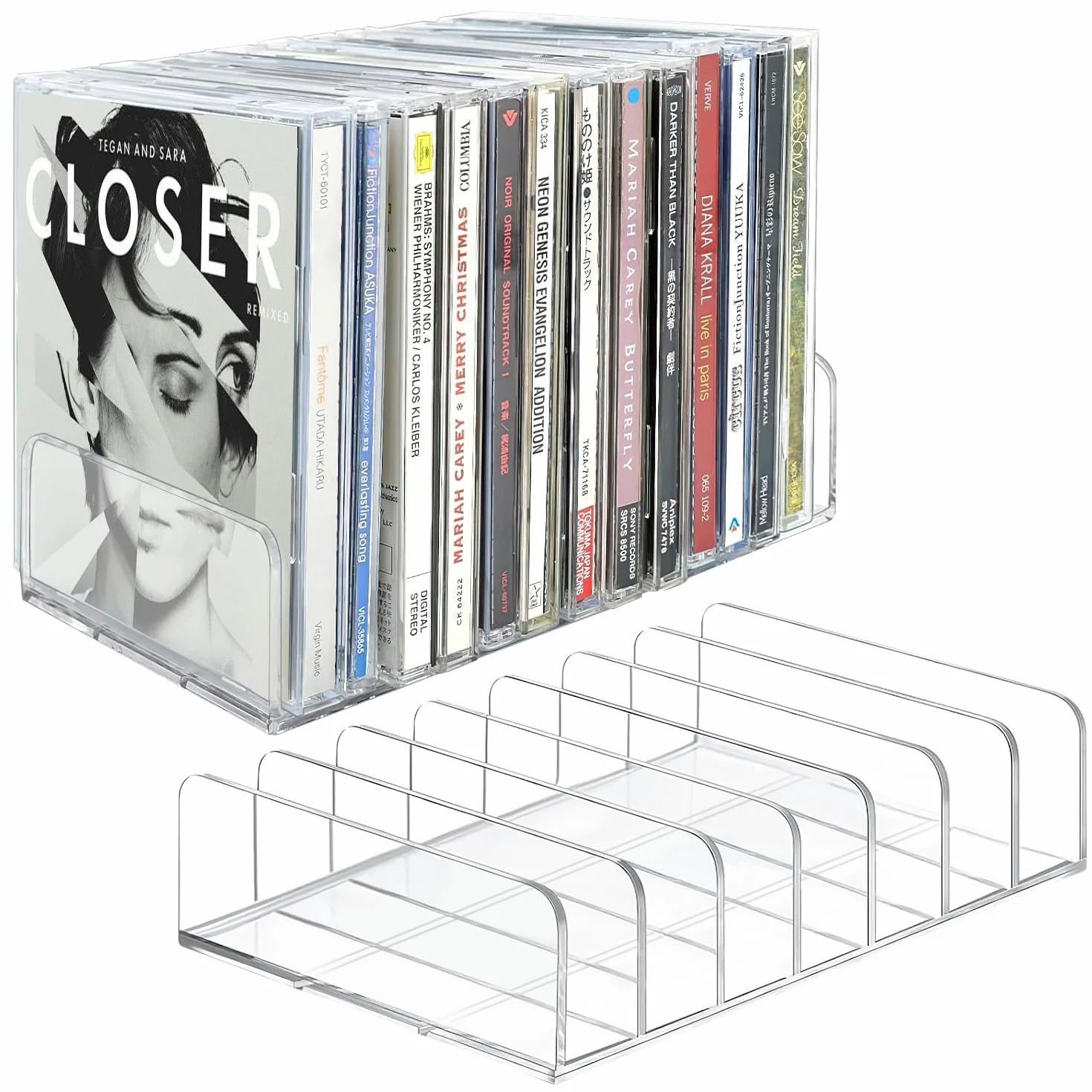 Przezroczysty uchwyt na płyty CD, 2 szt., akrylowy regał na płyty CD/DVD, stojak na kosmetyki, organizer na CD, tacki na kasety, kasety do gier, książki, kosmetyki