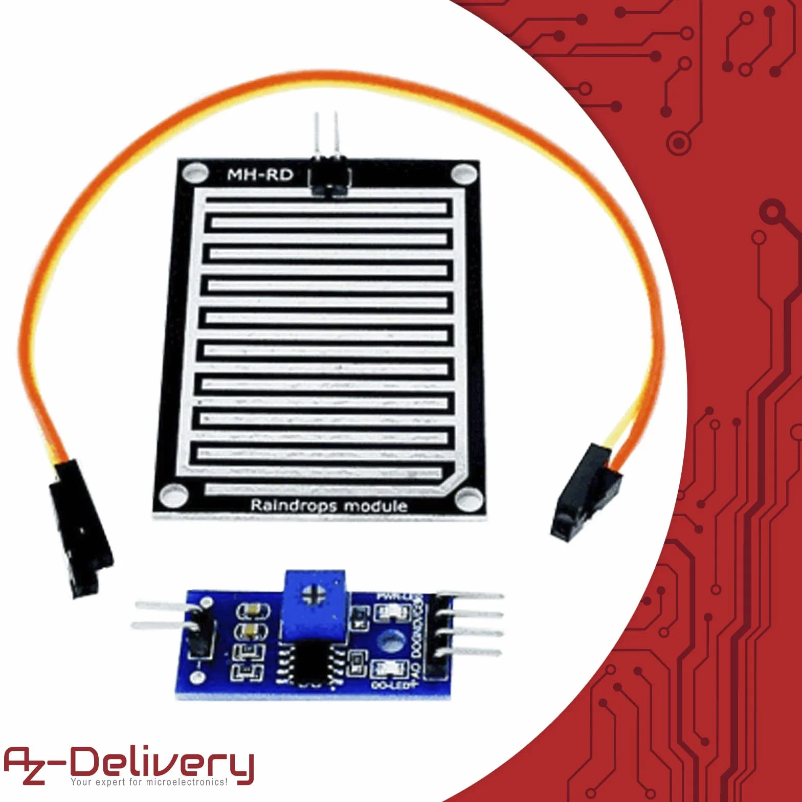 AZDelivery 3 x Raindrop Rain Sensor Moduł kompatybilny z Arduino i Raspberry Pi w tym E-Book!