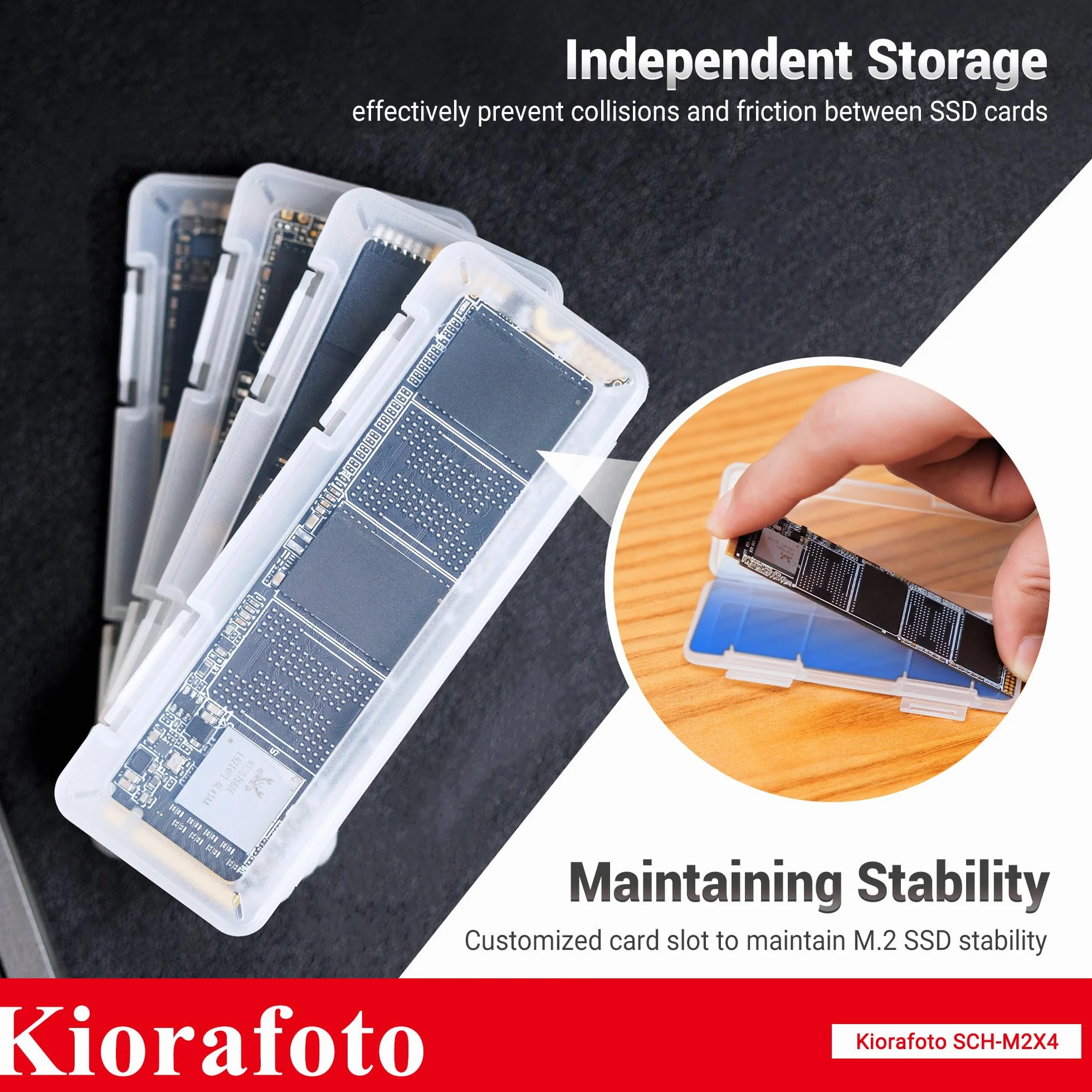 Przezroczyste plastikowe etui ochronne M.2 SSD - pasuje do 2280, 2260, 2242, 2230 NVMe - indywidualne antystatyczne i odporne na wstrząsy pudełko do przechowywania z etykietą