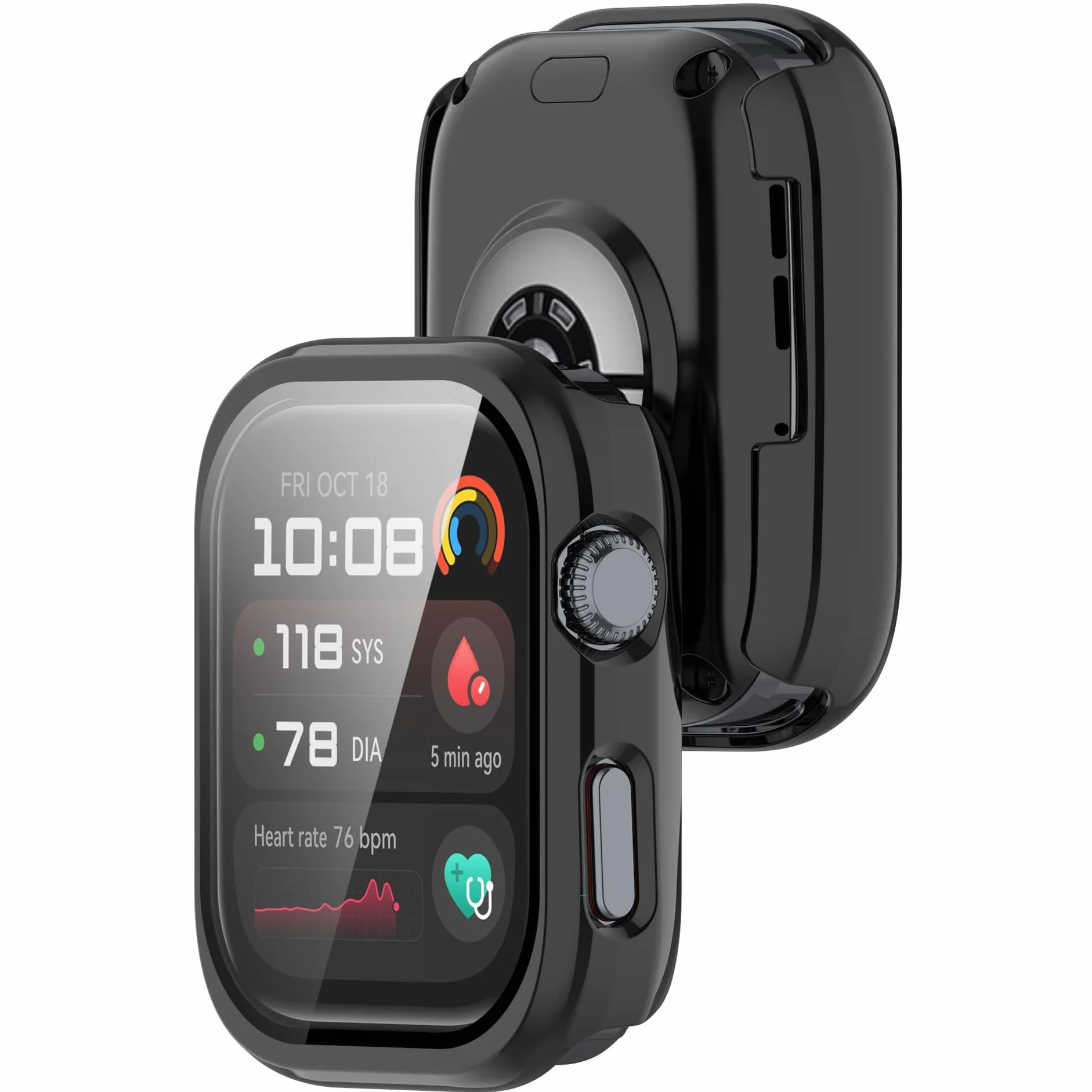 FTRONGRT Etui kompatybilne z Huawei Watch D2, PC + folia hartowana na ekran, odporne na zarysowania, kompleksowe etui do zegarka Huawei Watch D2, czarne