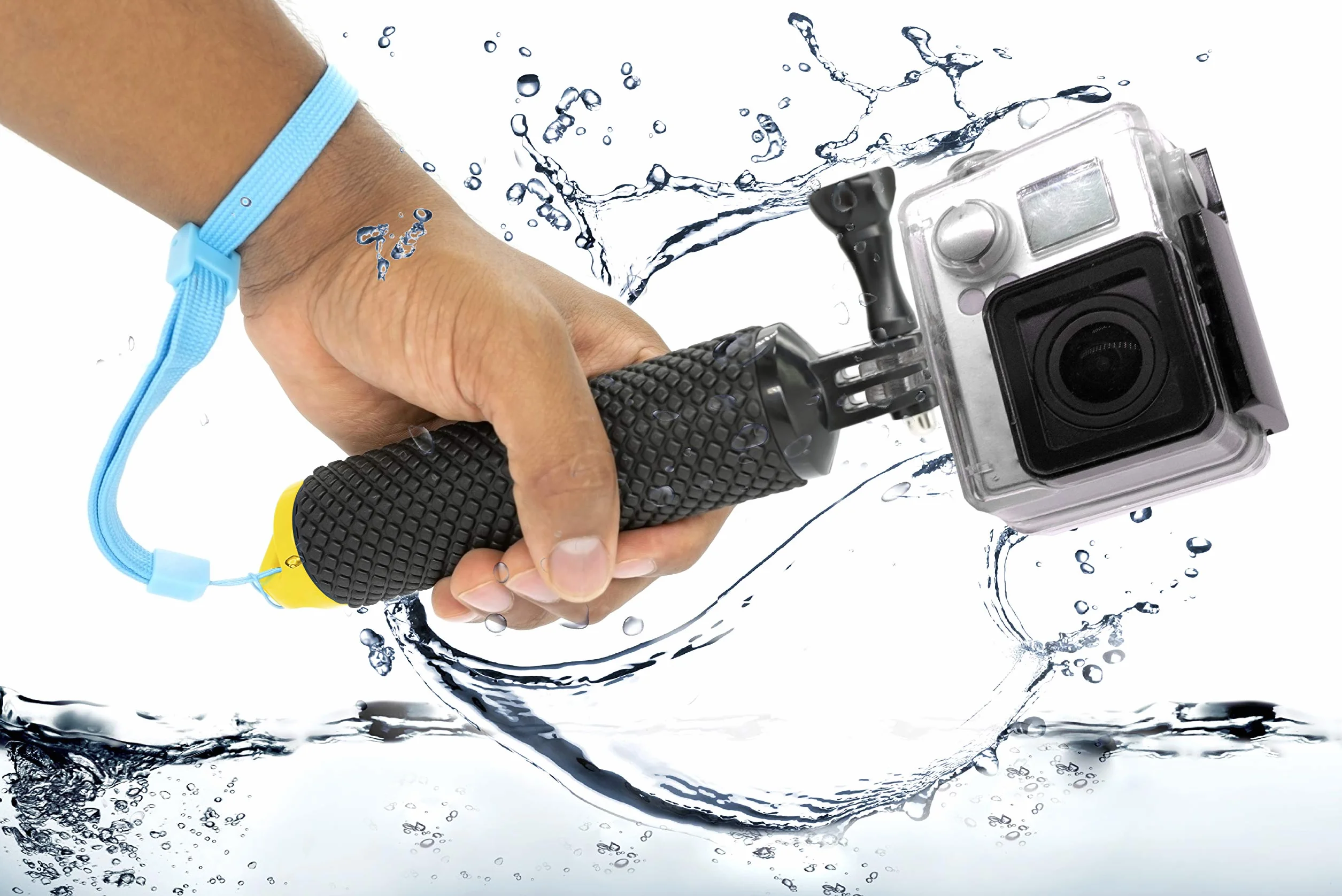 MyGadget Pływający uchwyt wodoodporny słupek pływakowy antypoślizgową rączką kompatybilny GoPro Hero 10 9 8 7 Xiaomi Yi Insta360 żółty