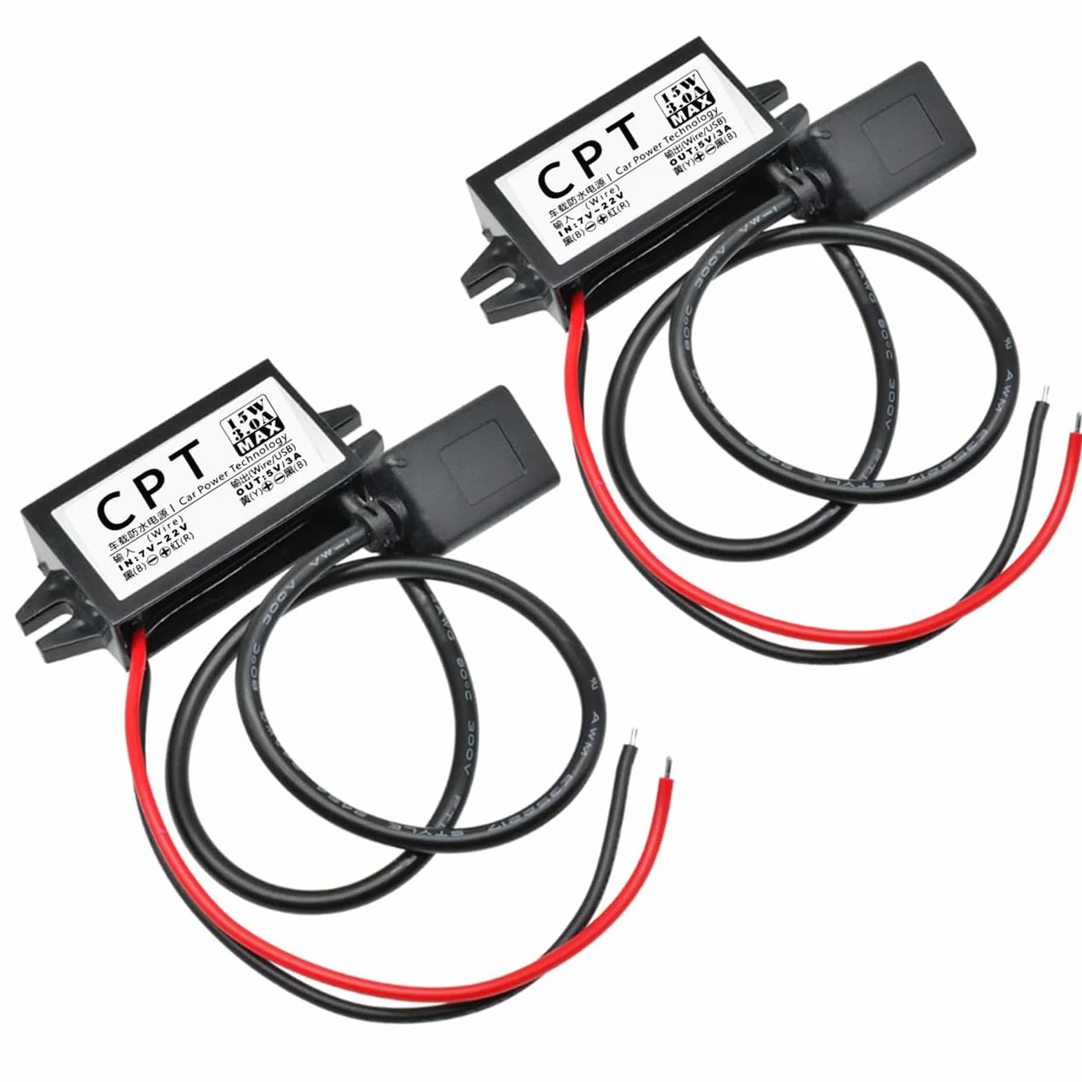 Adapter USB 12V na USB,12V na 5V moduł konwertera DC Buck 3A 15W DC adapter samochodowy 2 szt(pojedynczeUSB).