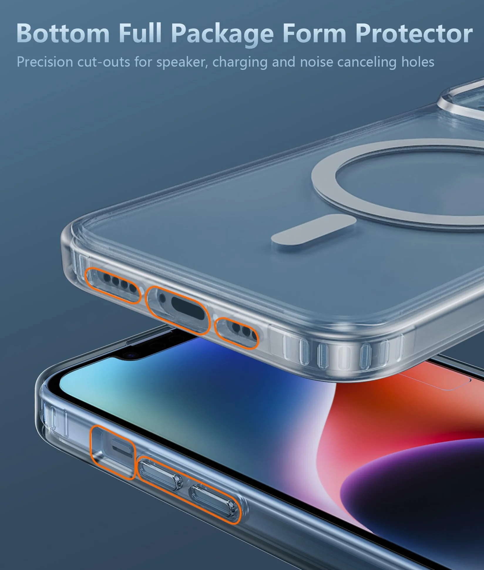FNTCASE Przezroczyste etui do iPhone'a 14/13, magnetyczne, ochrona przed upadkiem klasy wojskowej, nieżółknące etui na telefon komórkowy, wytrzymałe, trwałe, odporne na wstrząsy, 6,1” (przezroczyste)