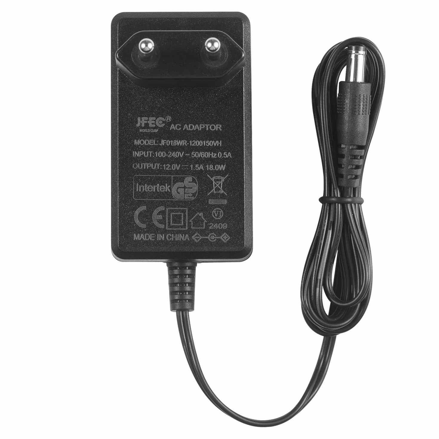 AC do DC 12 V 1,5 A zasilacz sieciowy, wtyczka 5,5 mm x 2,1 mm do kamery CCTV LED łańcuch świetlny