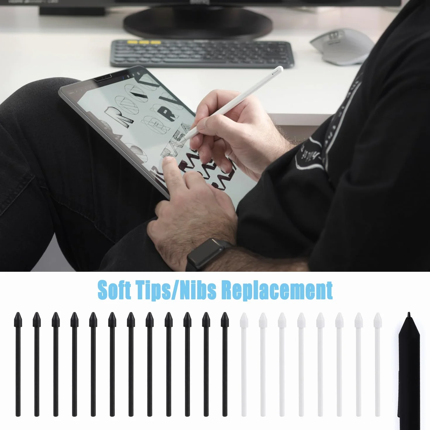 Zestaw 20 Wymiennych Końcówek Rysika do Samsung S Pen Galaxy Tab S6 Lite/S7 FE/S8 Ultra/S8+/Plus/S9 FE/Plus/S10 Ultra/S10+