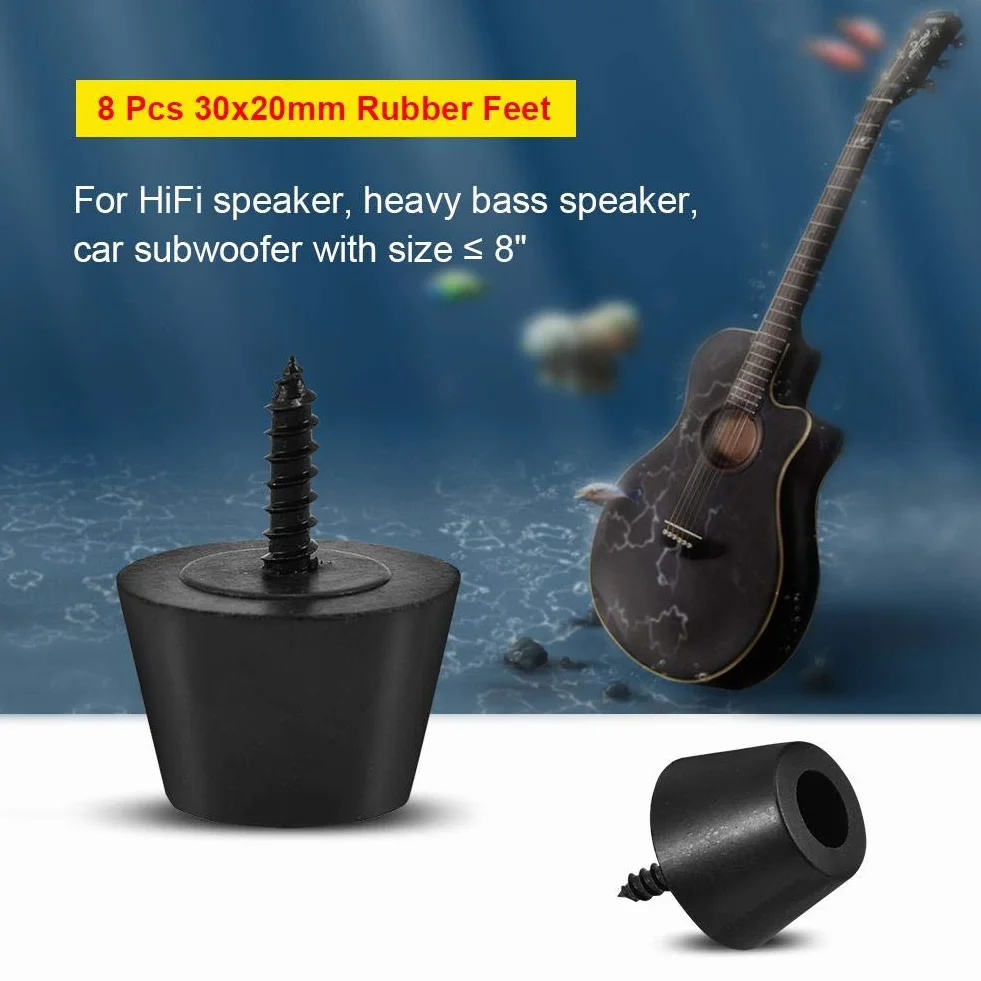 Gumowe podkładki na nogi, 8 szt. 30 x 20 mm gumowe nóżki antywibracyjne podstawa podstawka nadaje się do głośnika HiFi wzmacniacza gitary ze śrubami