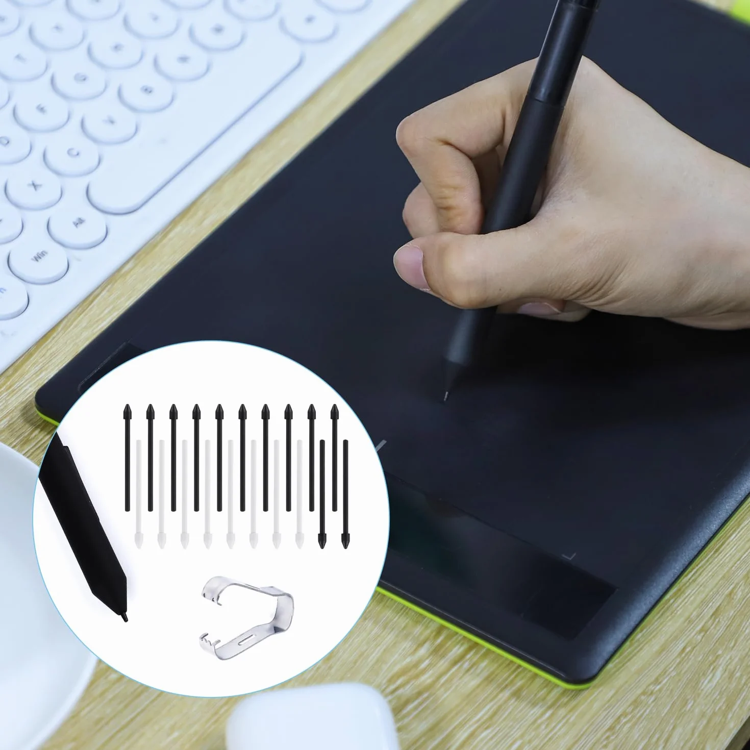 Zestaw 20 Wymiennych Końcówek Rysika do Samsung S Pen Galaxy Tab S6 Lite/S7 FE/S8 Ultra/S8+/Plus/S9 FE/Plus/S10 Ultra/S10+