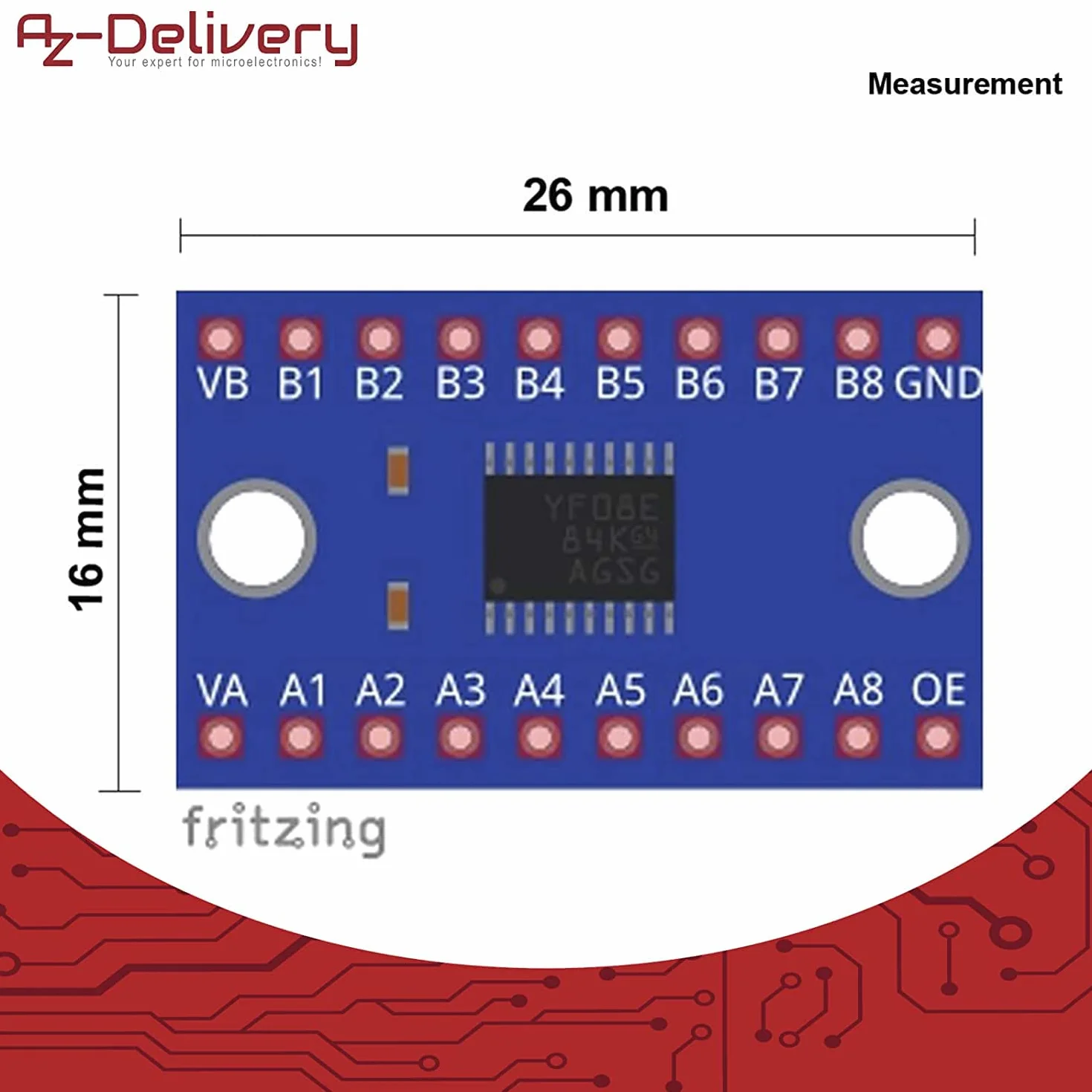 AZDelivery TXS0108E Logic Level Converter 8 Channel kompatybilny z Arduino Raspberry Pi