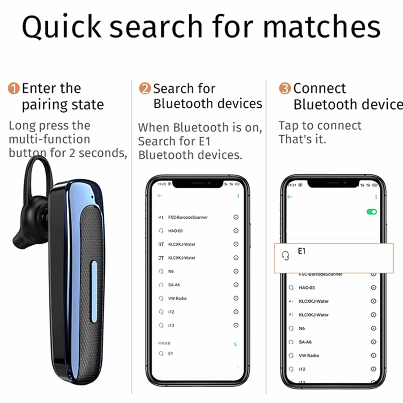 Bezprzewodowy zestaw słuchawkowy Bluetooth, E1, firmowy zestaw słuchawkowy Bluetooth głośnomówiący bezprzewodowy stereofoniczny zestaw słuchawkowy sportowy do jazdy, biegania, sportu i biznesu