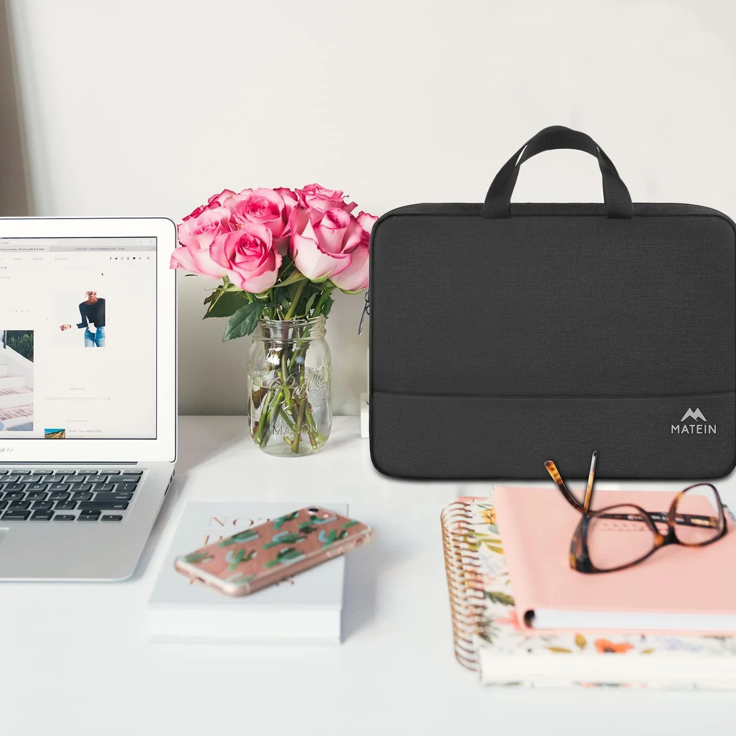 MATEIN Etui na laptopa 15,6 cala, etui na laptopa, wodoodporna torba na laptopa, etui ochronne z uchwytem, pokrowiec na laptopa Obudowa na notebooka 15-15 6 cali HP Lenovo Acer Chromebook Dell, czarny