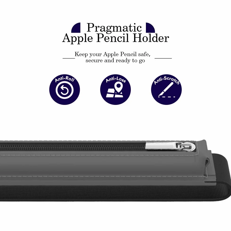 MoKo Pencil Case for Apple Pencil Pro USB-C 1st/2nd Gen PU Leather Zipper Pouch 9.7-12.9" Tablet Space Gray