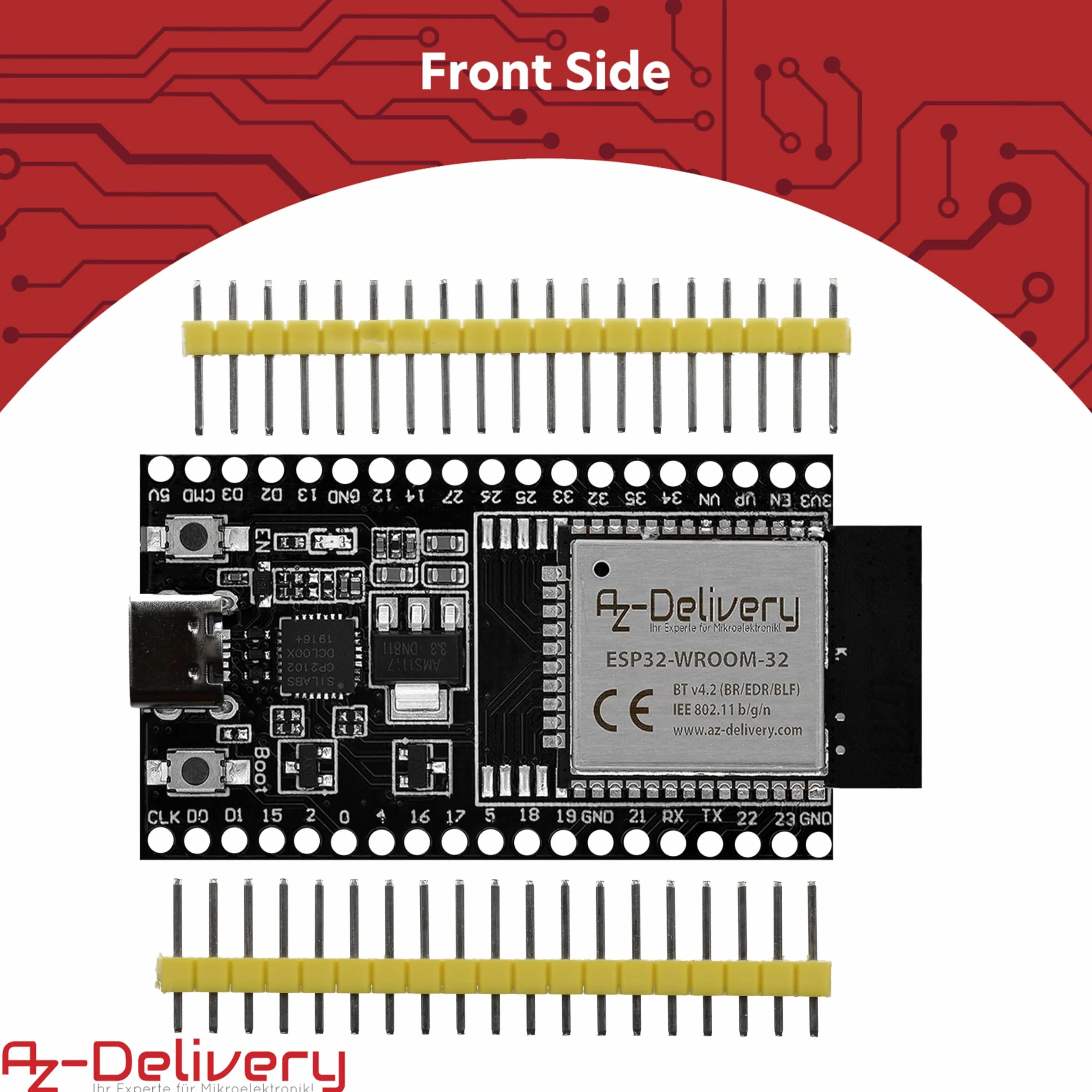 AZDelivery ESP-32 Dev Kit C NodeMCU moduł WLAN WiFi Development Board USB-C CP2102 Arduino