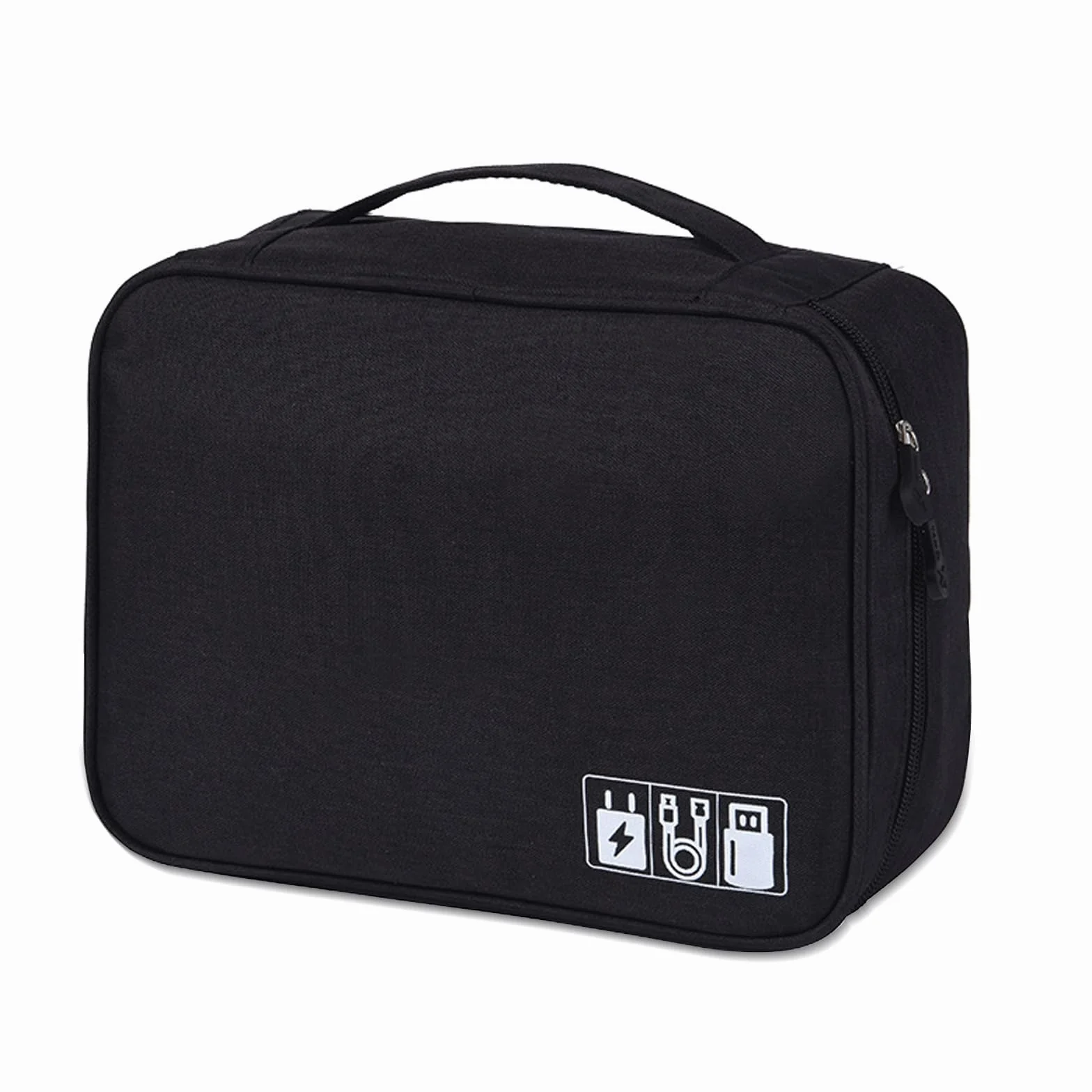 Organizer na kable, torba podróżna, duża pojemność, wodoszczelny organizer na akcesoria elektroniczne, wielofunkcyjna torba na kable, ładowarkę, telefon komórkowy, dyski twarde, powerbank (czarny)