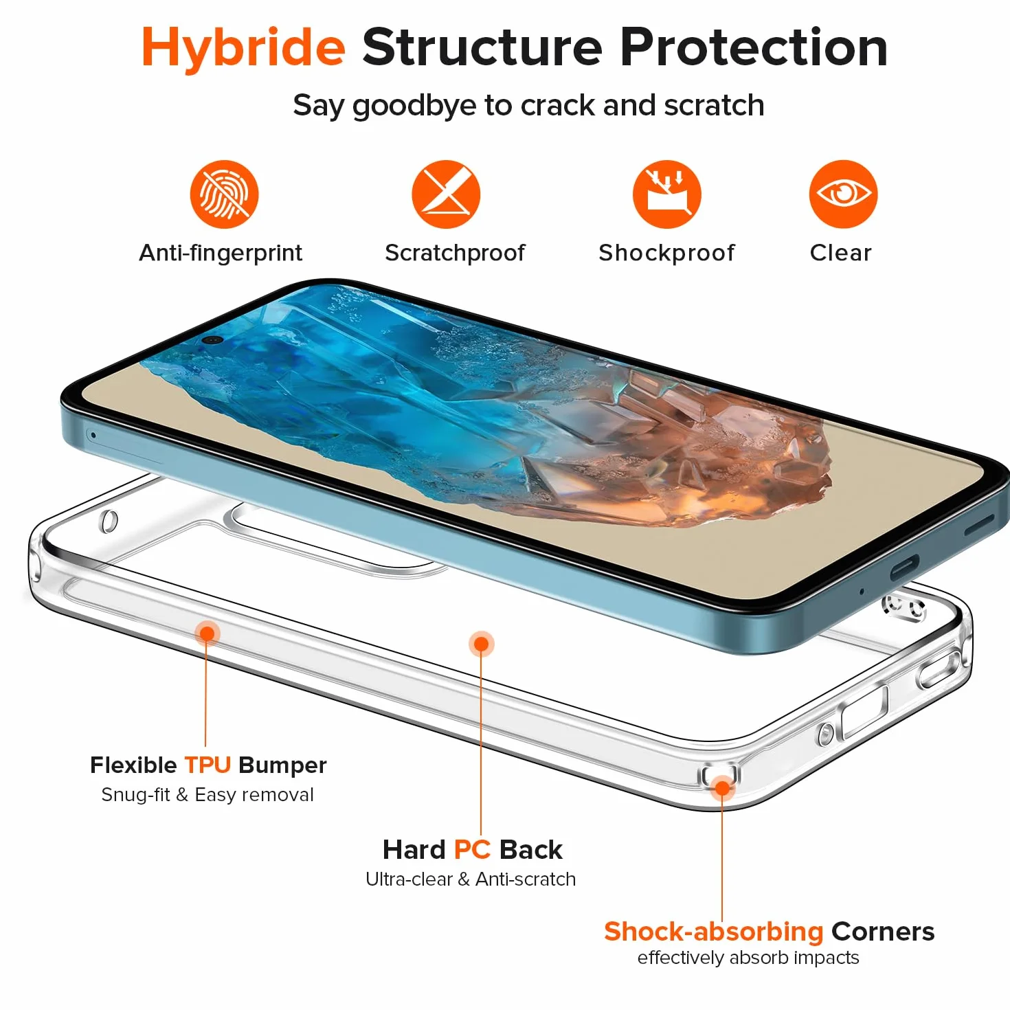 iVoler Przeciw żółknięciu przezroczyste etui do Samsung Galaxy M35 5G z 2 sztukami szkła hartowanego, [odporny na wstrząsy klasy wojskowej] przezroczysta cienka obudowa