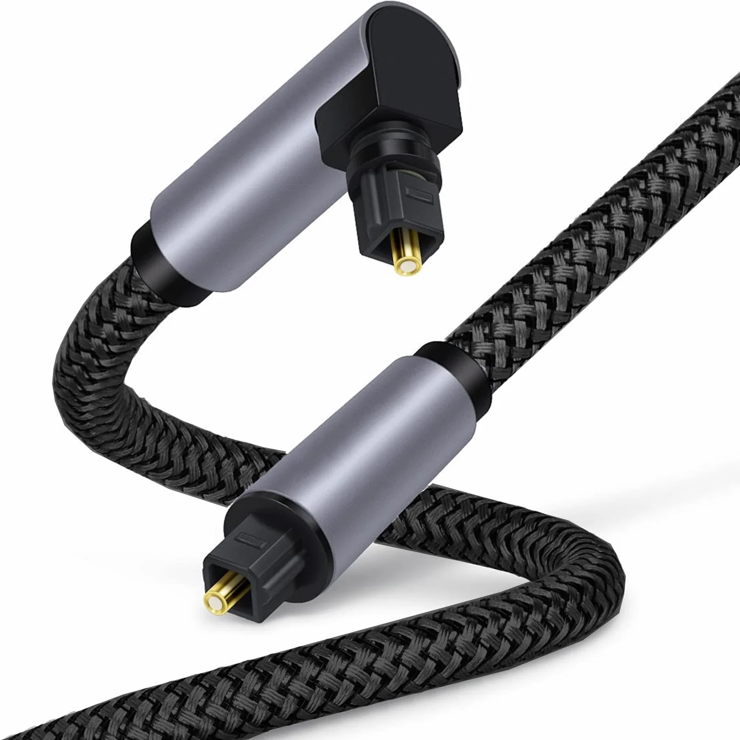 Optyczny Kabel Audio S/PDIF, Cyfrowy Kabel Wyjściowy Audio, w Plecionej Aluminiowej Osłonie do Zestawów Stereo, Soundbarów, kin Domowych, PS4 i Xbox (2m)