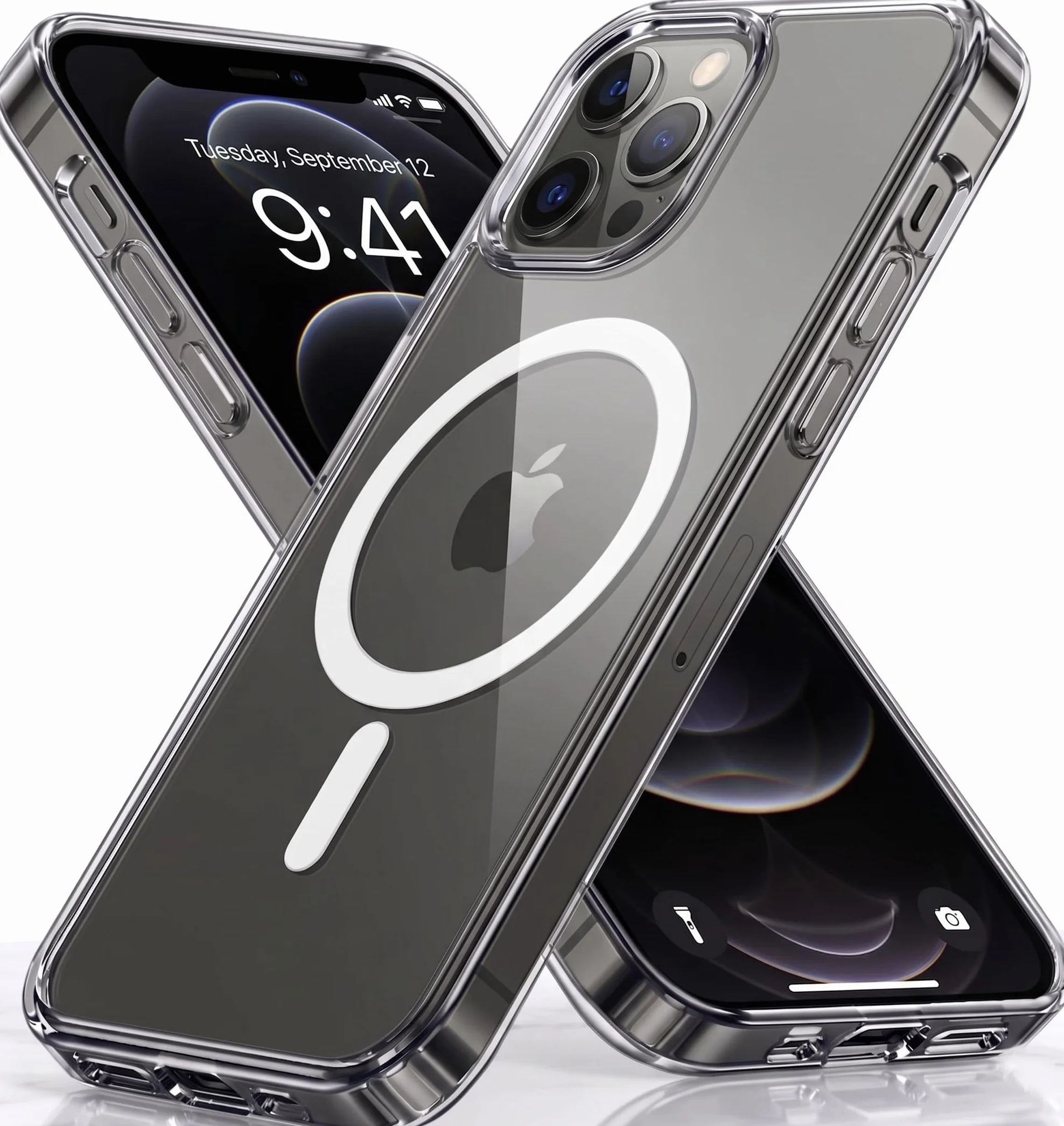 Oprimio Magnetyczne etui do iPhone 12 / iPhone 12 Pro przezroczyste mocny magnes odporne na zarysowania poliwęglan MagSafe