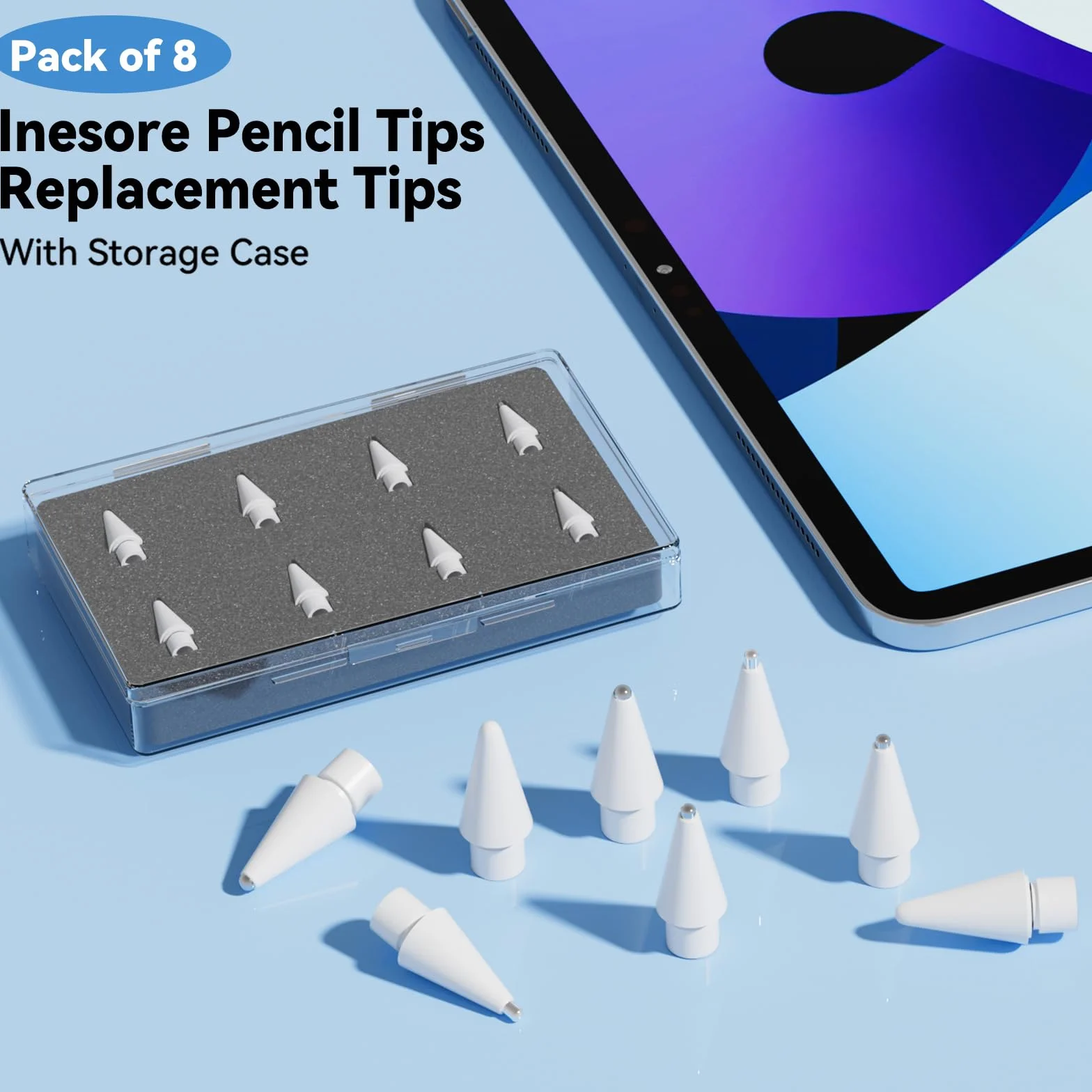 Inesore 4 końcówki zamienne Apple Pencil Pro USB-C 2. generacja 1. generacja