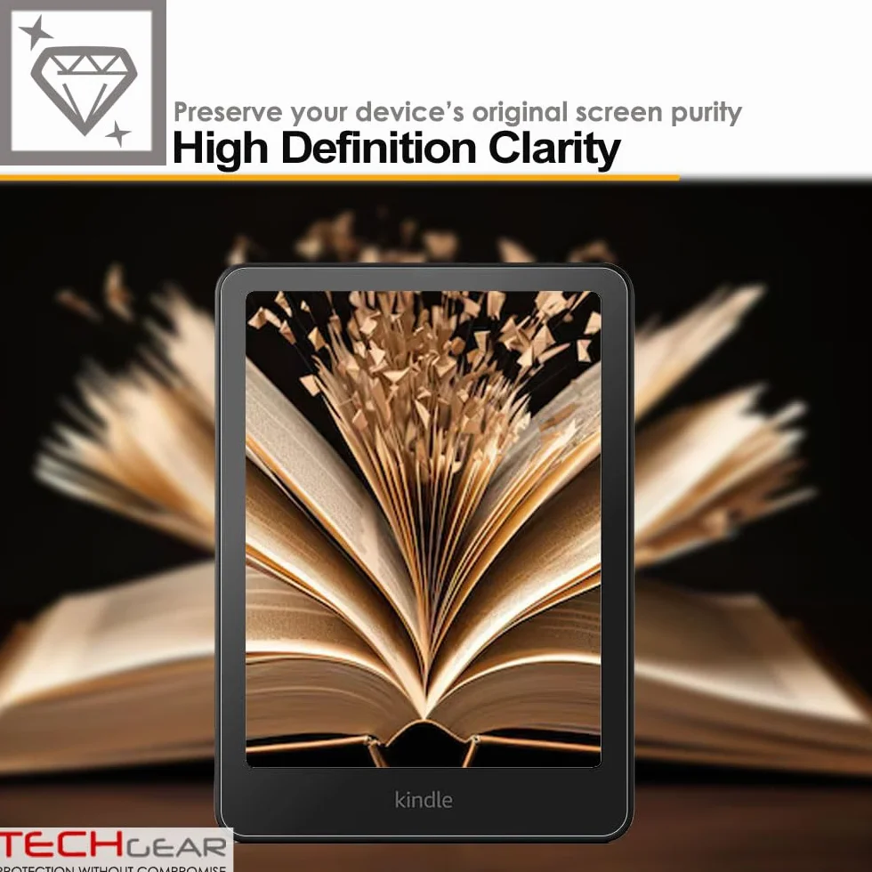 TECHGEAR Pełna osłona ekranu dla 7-calowego Amazon Kindle Paperwhite/Signature/Paperwhite Kids/Kindle Colorsoft (wydanie 2024 / 12. generacji) CLEAR pełna osłona ekranu wyświetlacza LCD