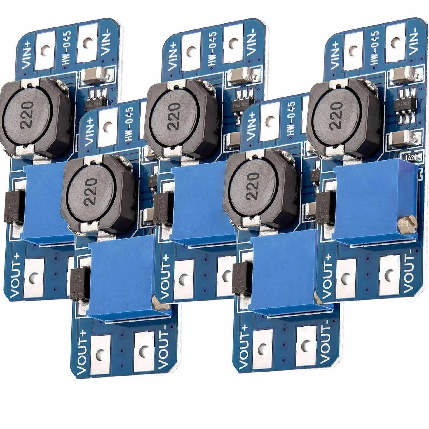 AZDelivery 5 x MT3608 DC-DC Moduł Step up kompatybilny z Arduino w tym eBook!