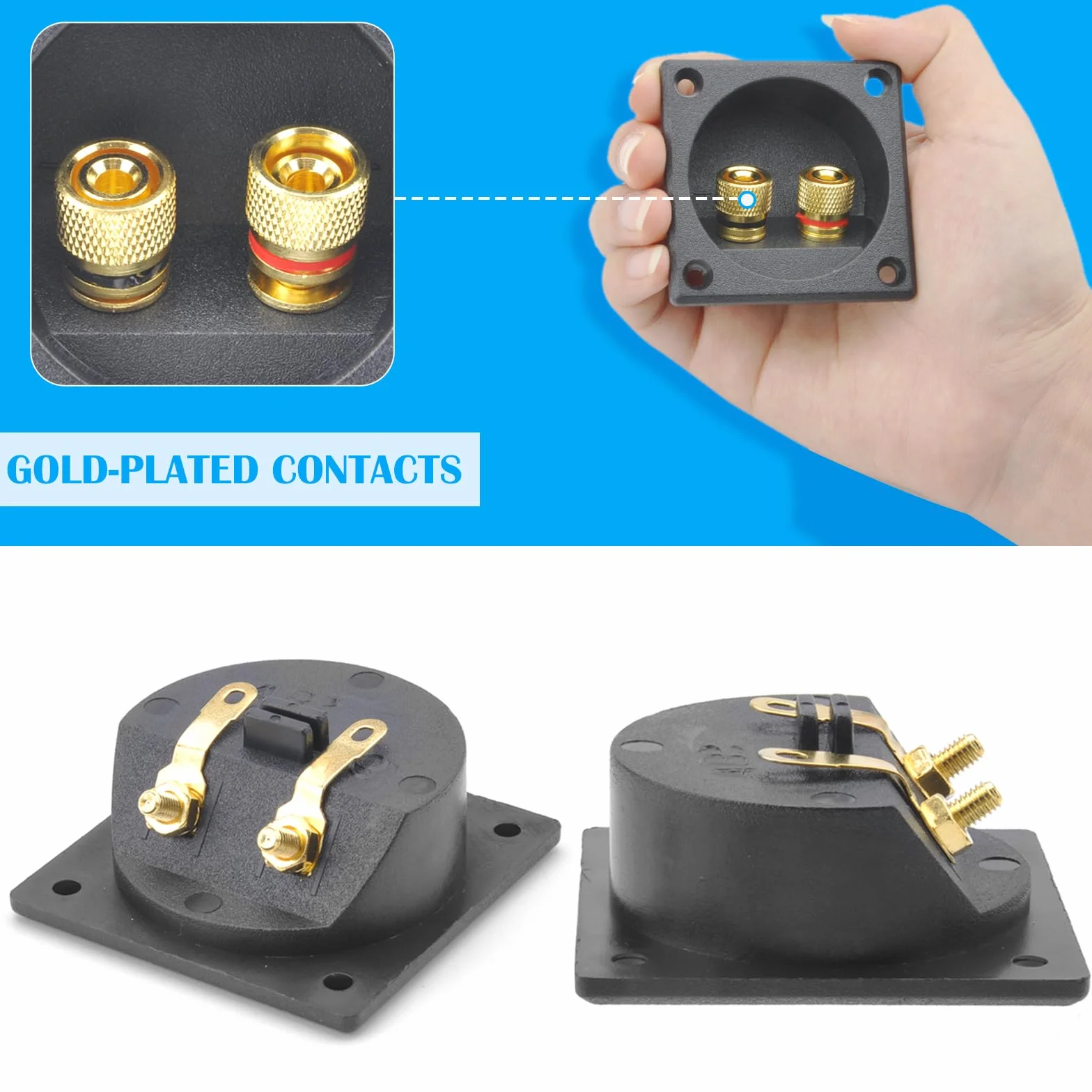Kwadratowy 2-drożny głośnik 2,2" z wtyczką bananową, 2 śruby, typ mocowania pocztowego, subwoofer samochodowy stereo do majsterkowania