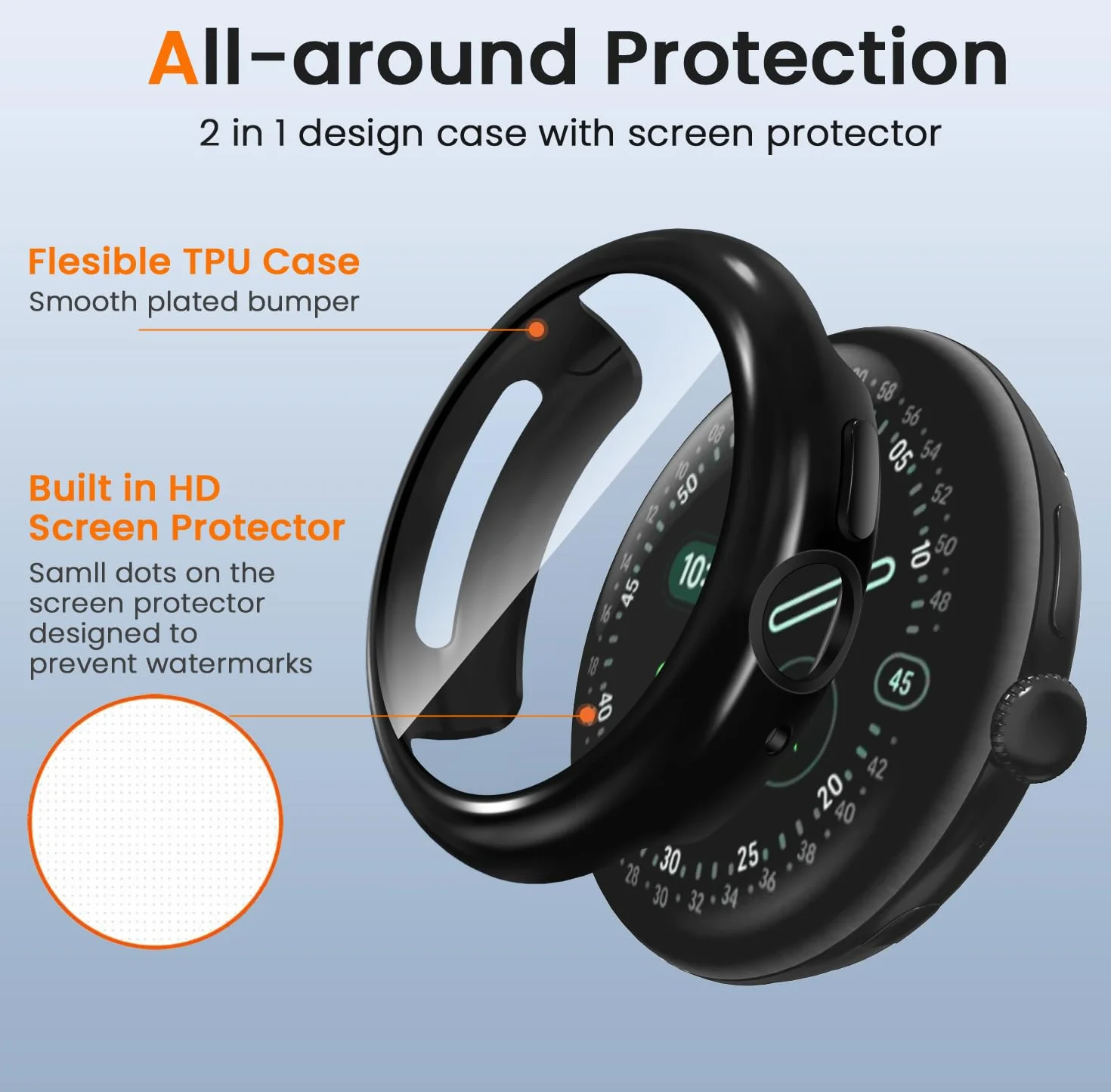 ivoler etui ochronne z osłoną ekranu i ładowaniem do Google Pixel Watch 4 41 mm TPU czarne
